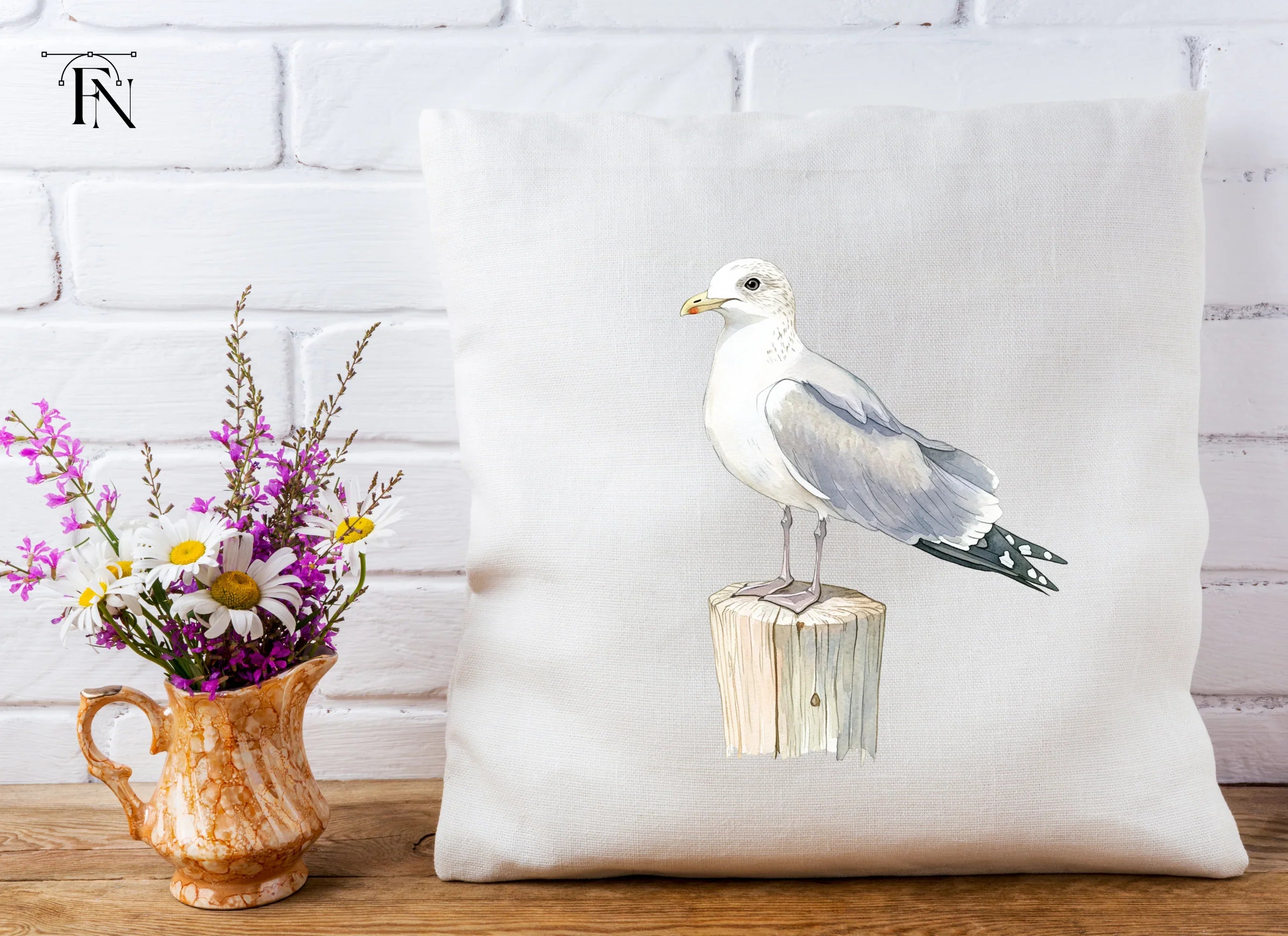 Seagulls on Wooden Posts Clipart Bundle