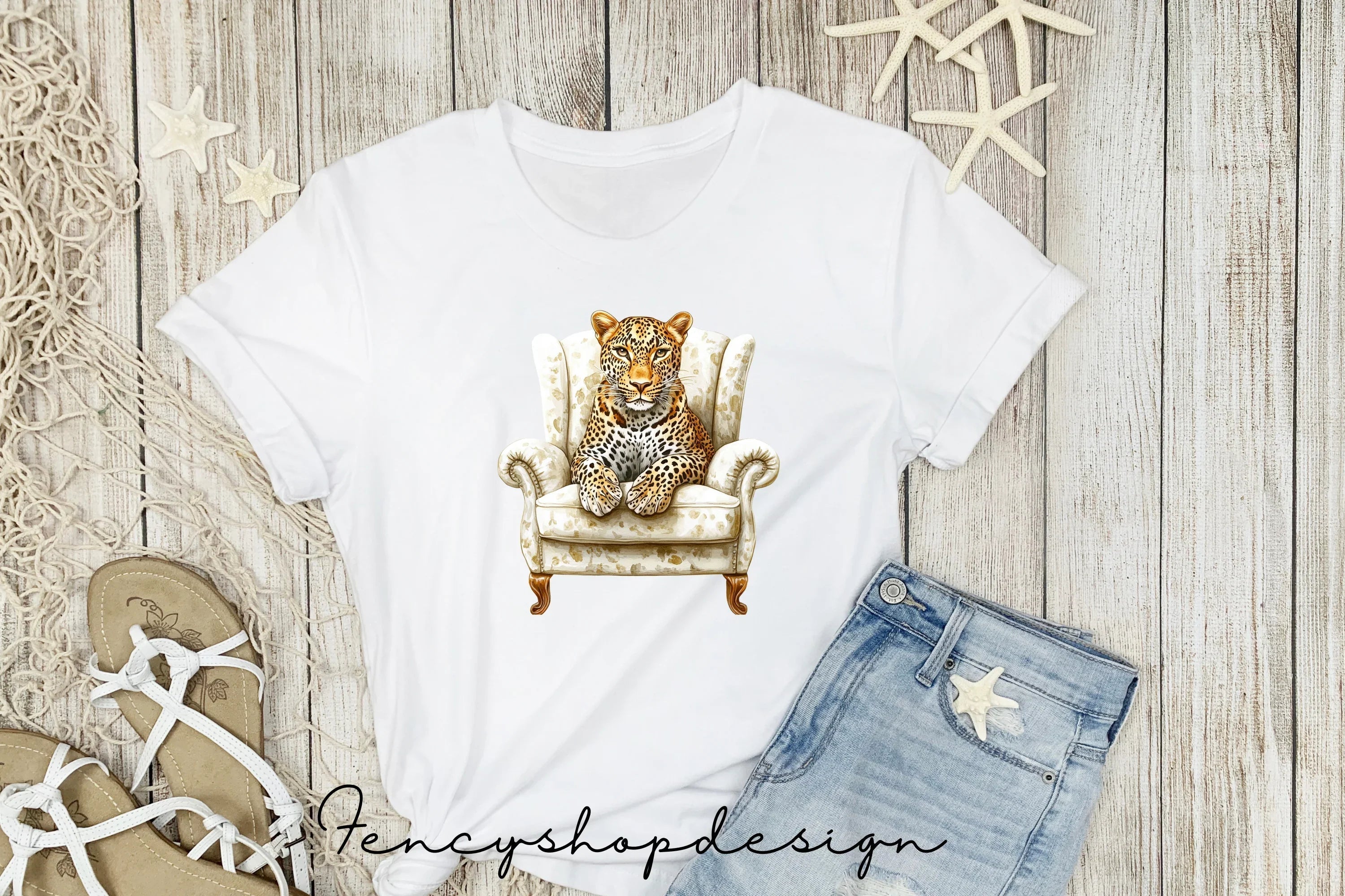 Chic Leopard in Chair Clipart Bundle