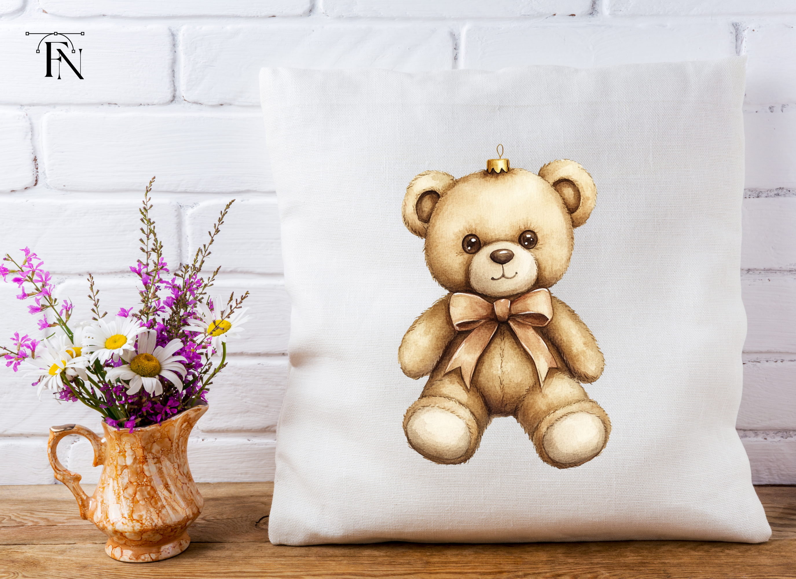 Cute Teddy Bear Christmas Ornament Clipart Bundle
