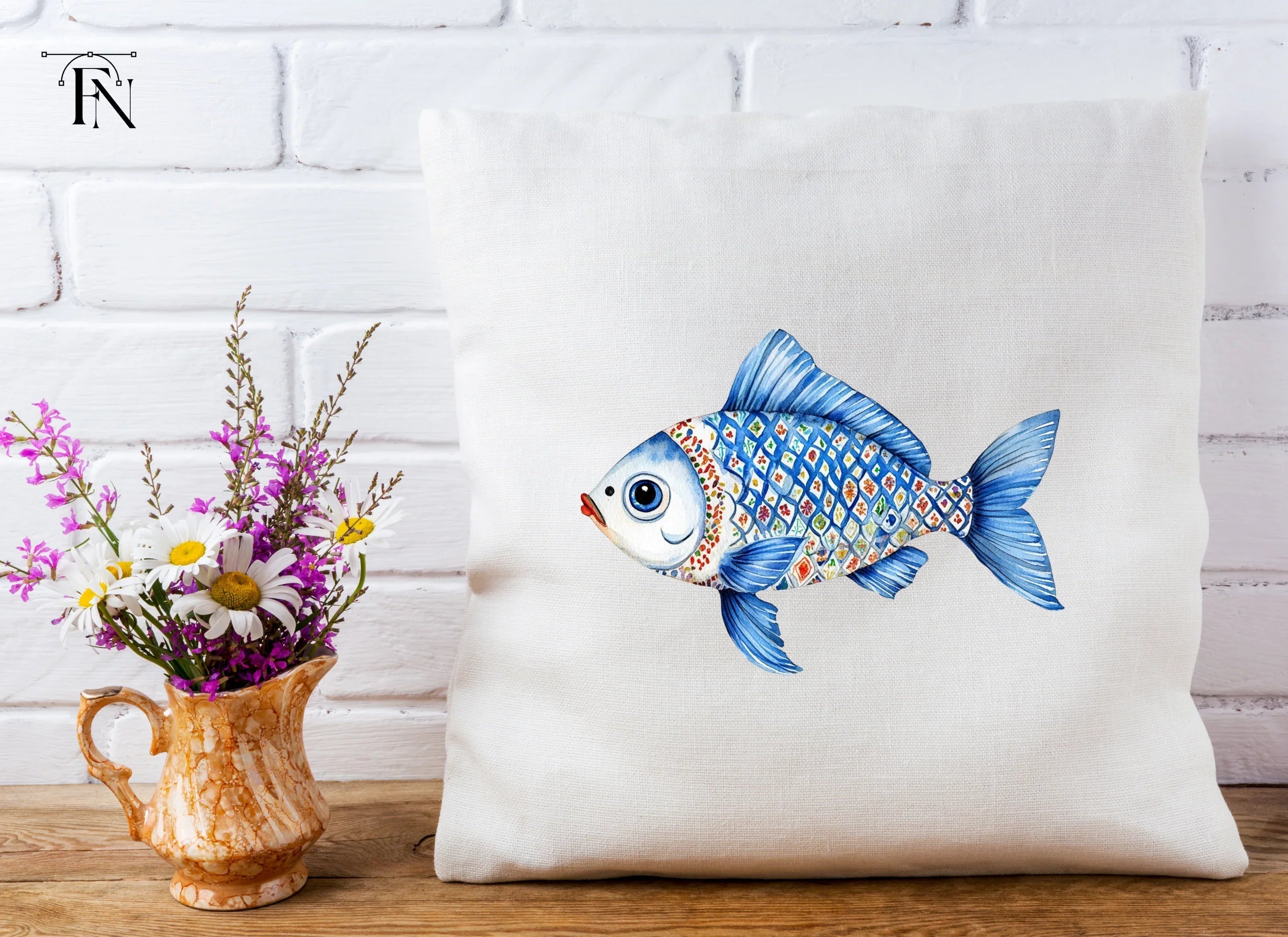 Decorative Blue Fish Clipart Bundle