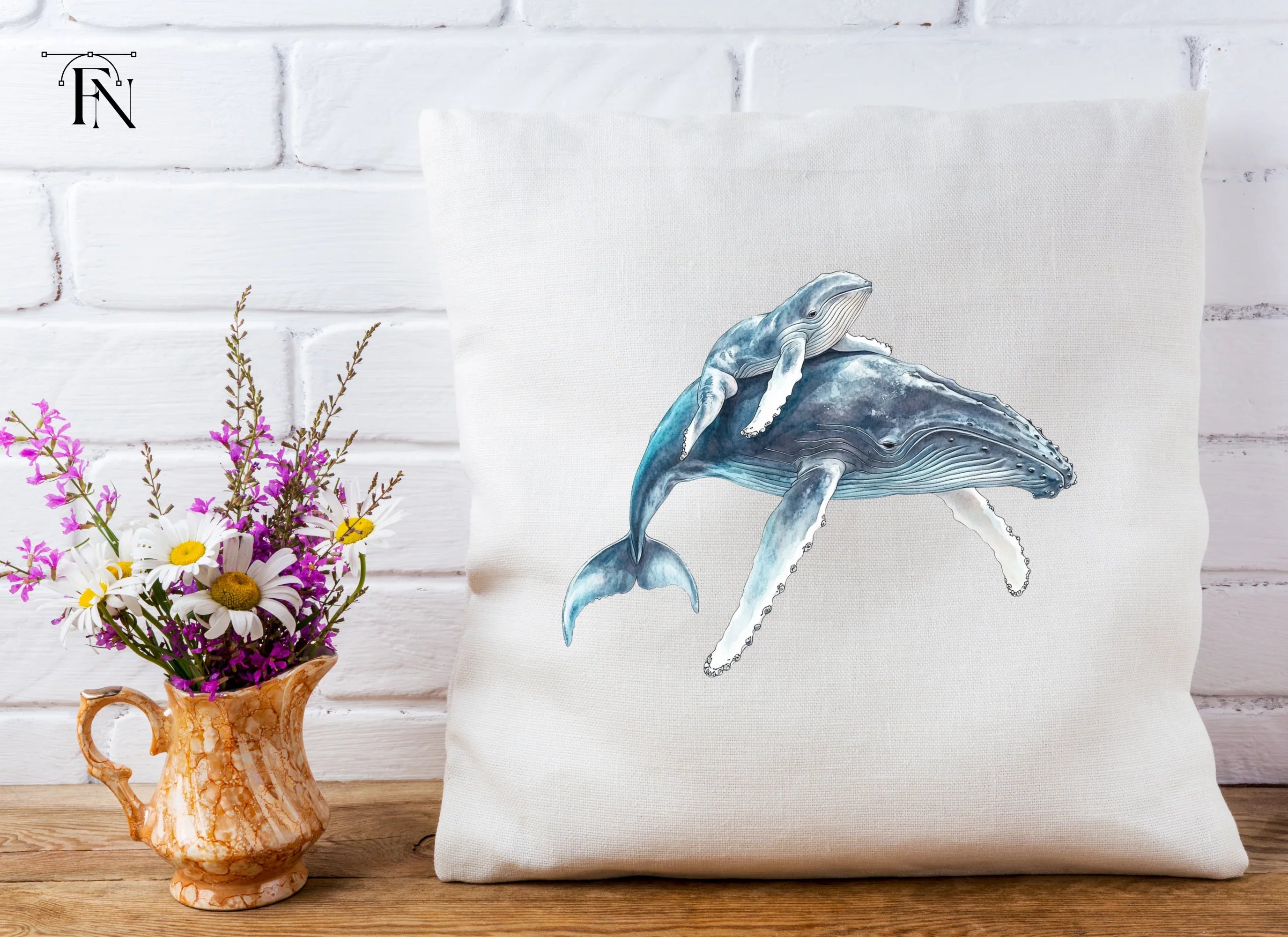Mother and Baby Humpback Whale Clipart Bundle