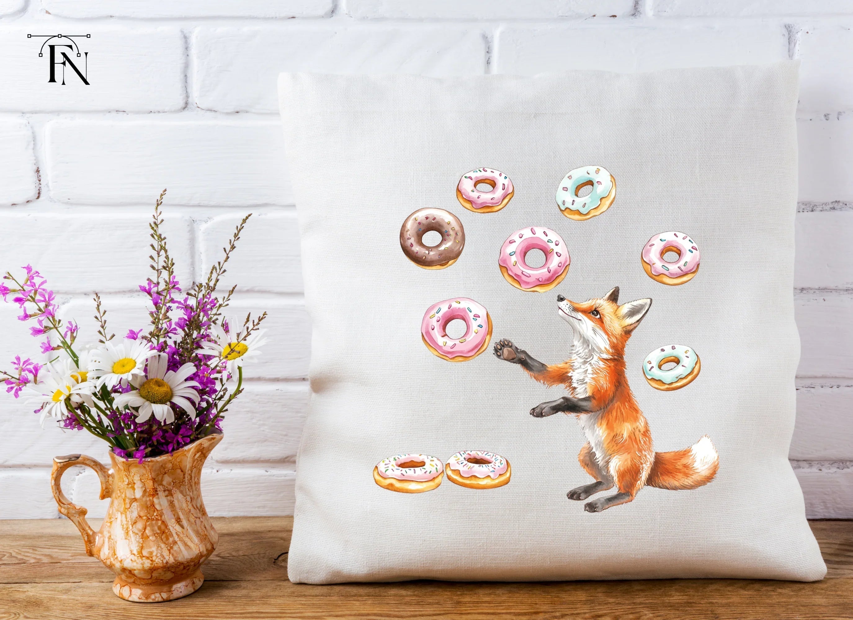 Playful Foxes and Donuts Clipart Bundle