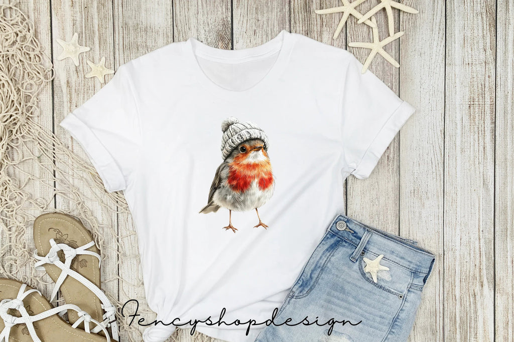 Cozy Christmas Robin Bird Clipart Bundle