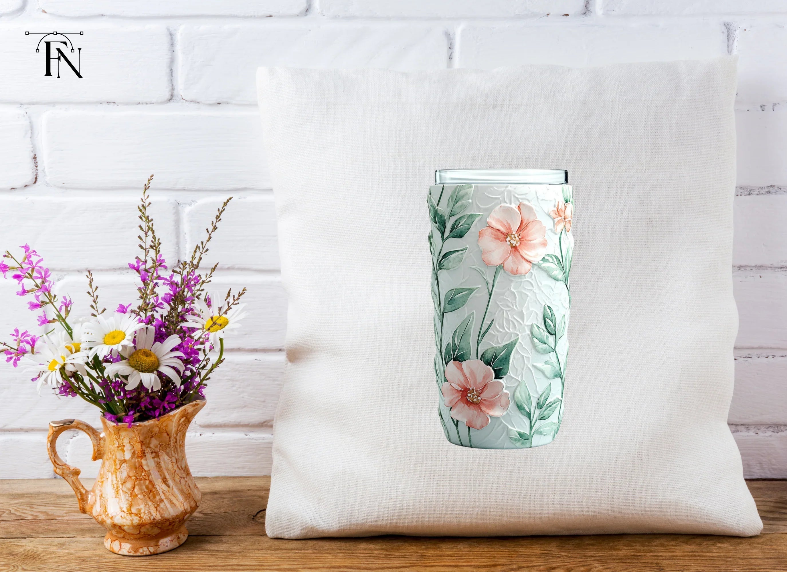 Floral Embossed Tumbler Clipart Bundle