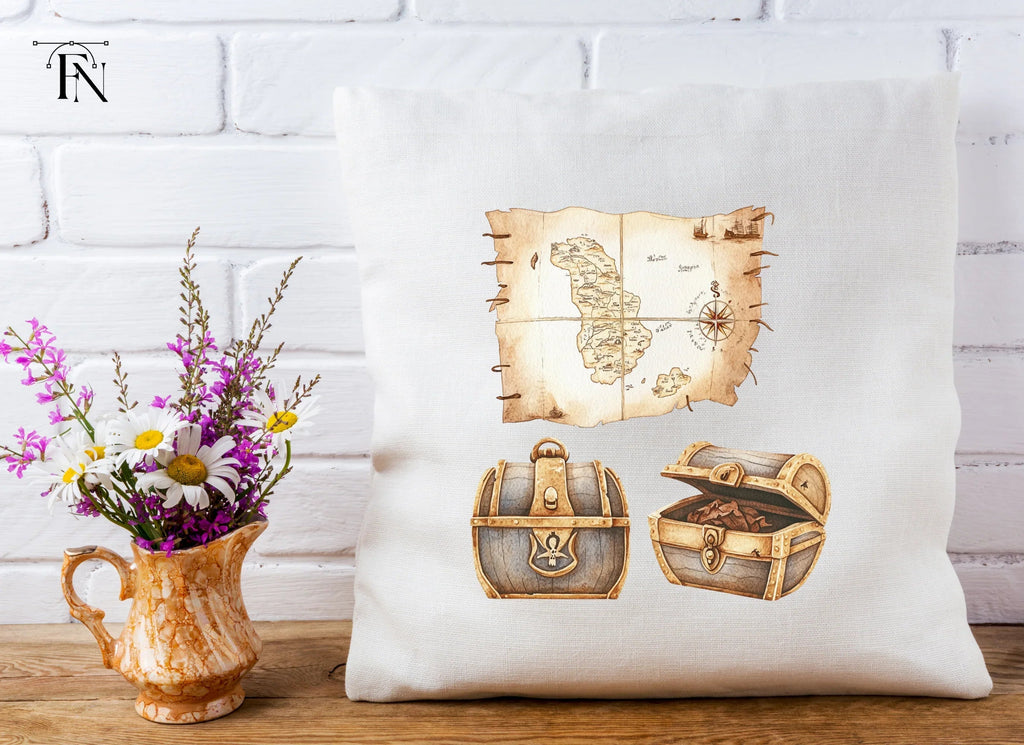 Pirate Treasure Map and Chests Clipart Bundle