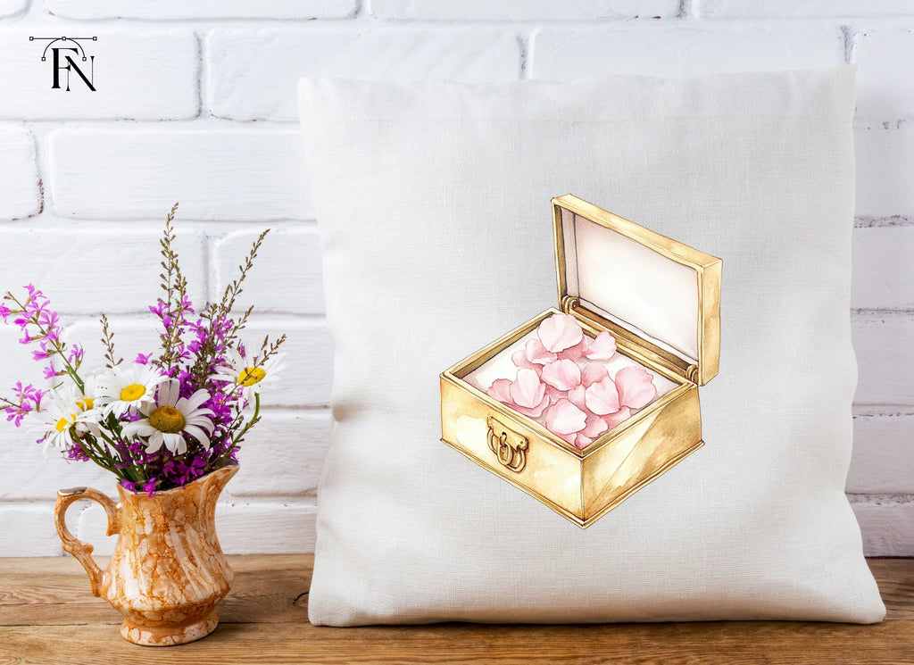 Pink Petals in Golden Box Clipart Bundle