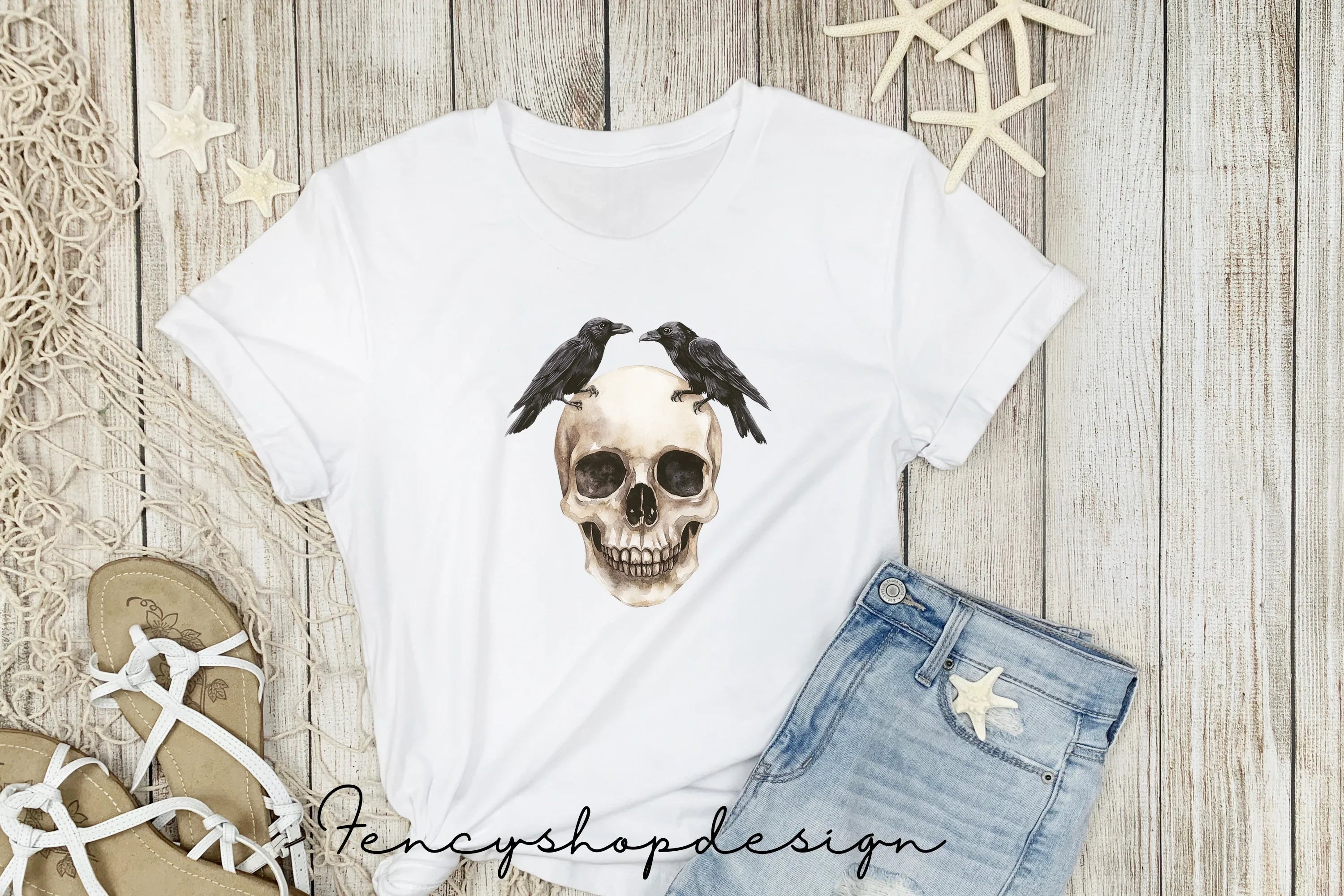Gothic Skull and Raven Clipart Bundle