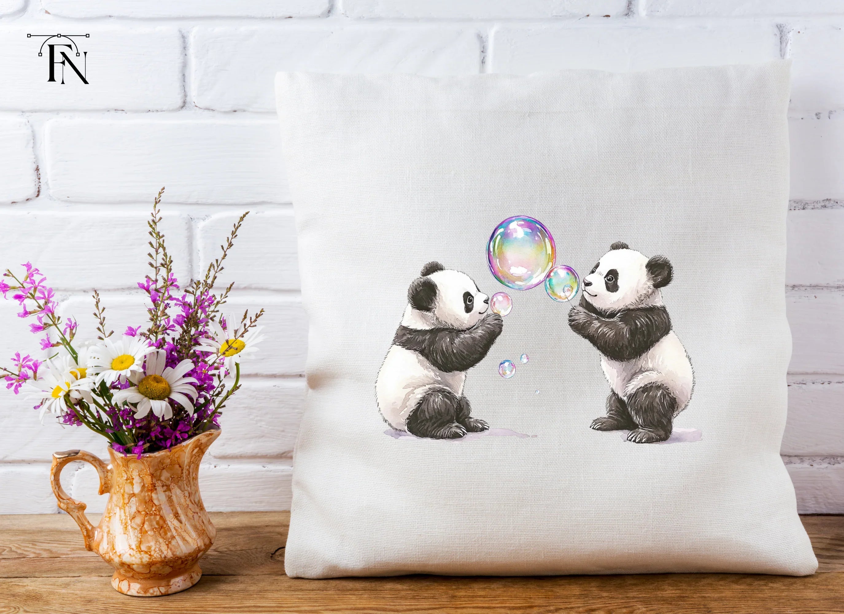Playful Panda Blowing Bubbles Clipart Bundle