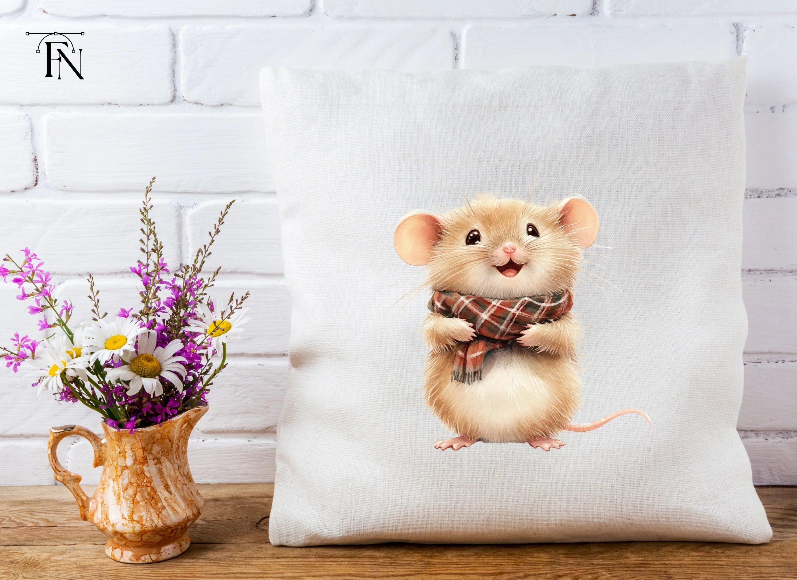 Cute Mouse with Scarf Clipart Bundle