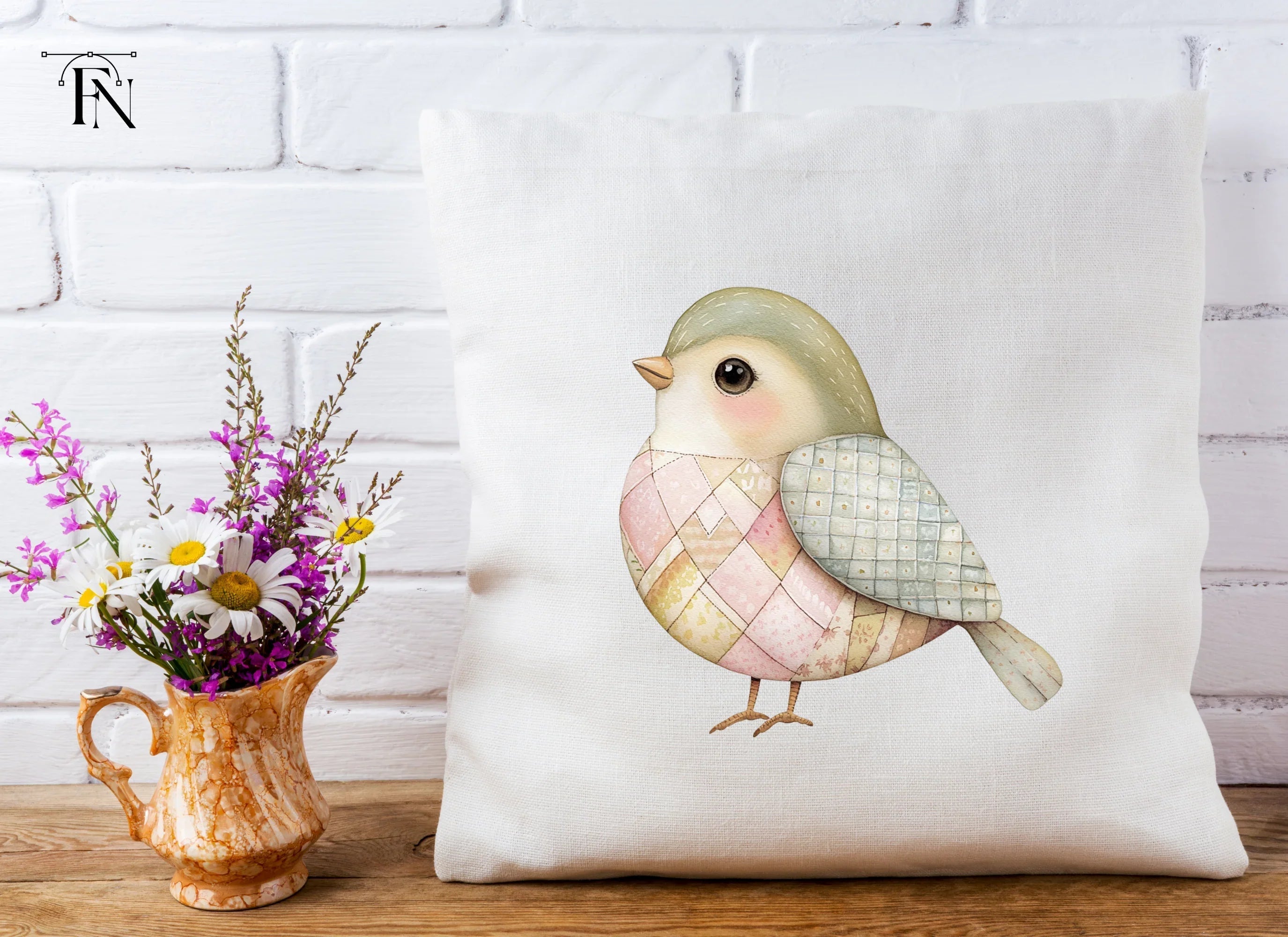 Cute Quilted Birds Clipart Bundle