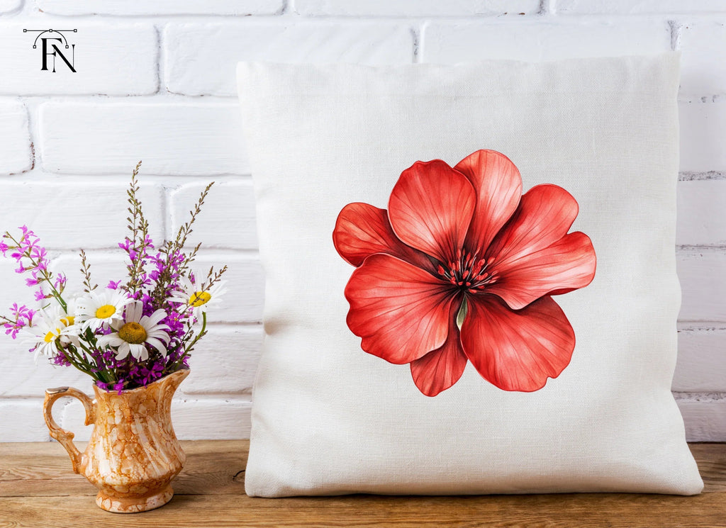 Vibrant Red Geranium Flower Clipart Bundle