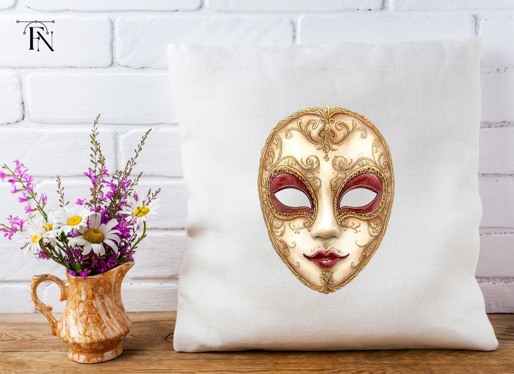 Regal Gold Red Venetian Mask Clipart Bundle