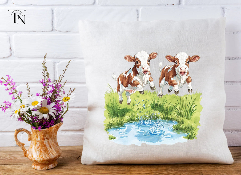 Playful Calves in Water Clipart Bundle
