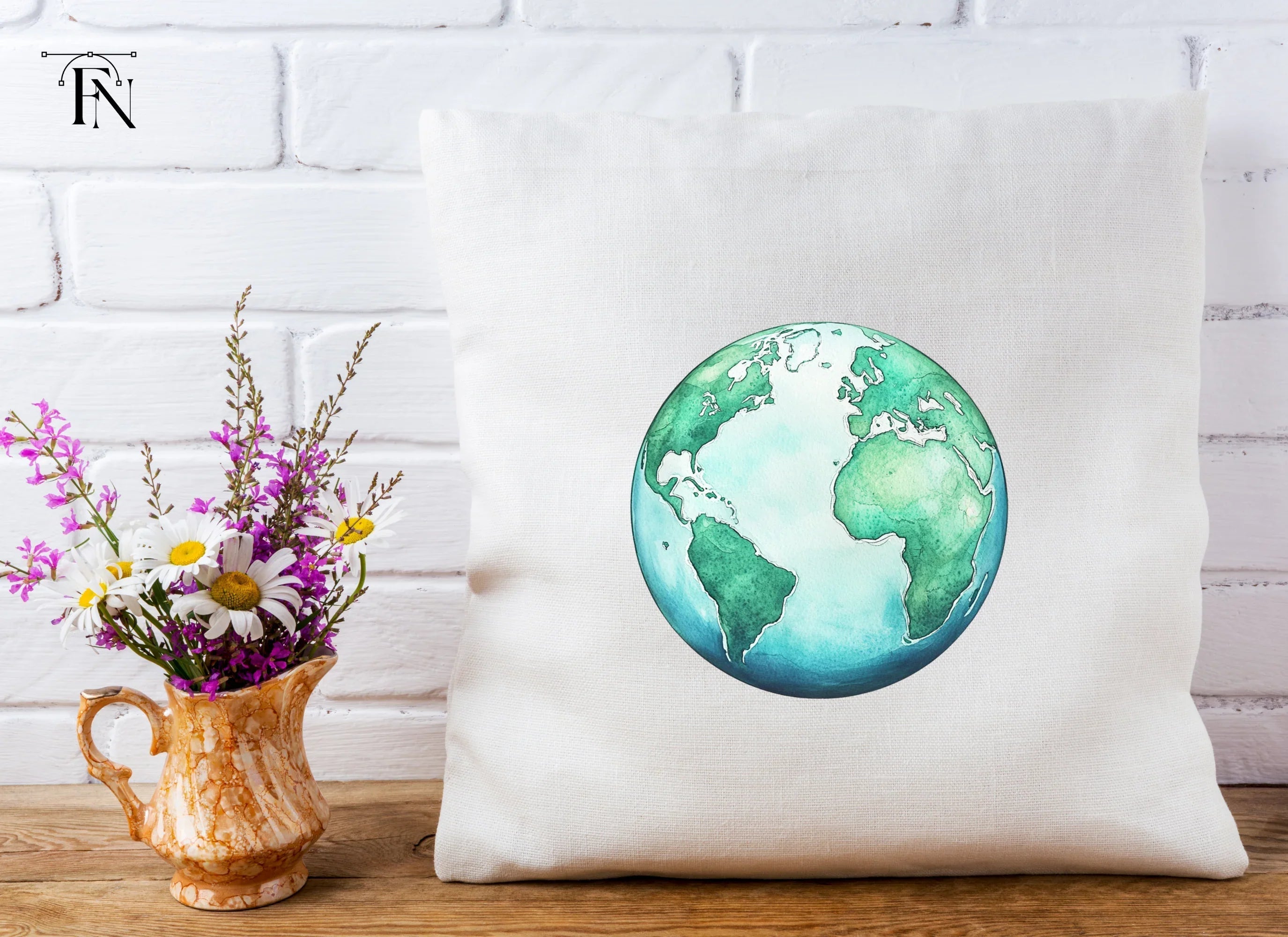 Green and Blue Earth Globes Clipart Bundle