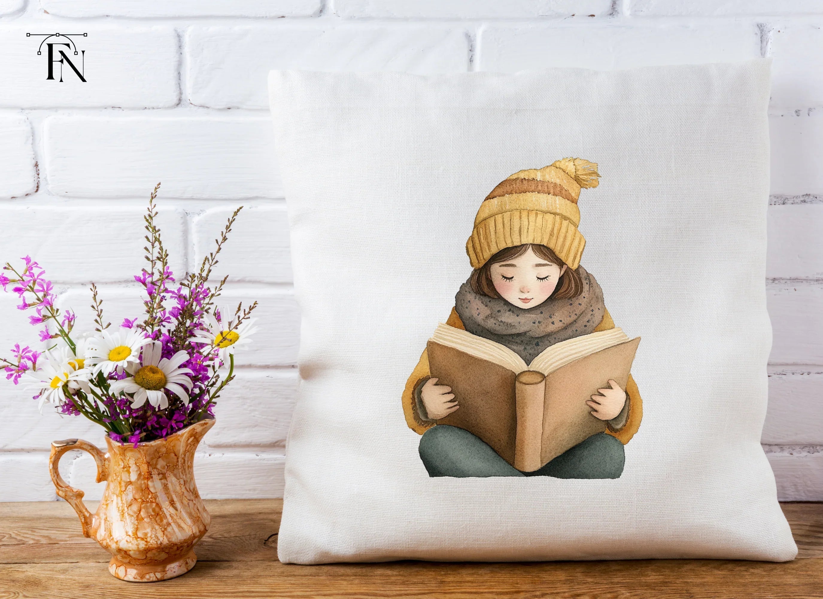Cozy Girls Reading Books Clipart Bundle