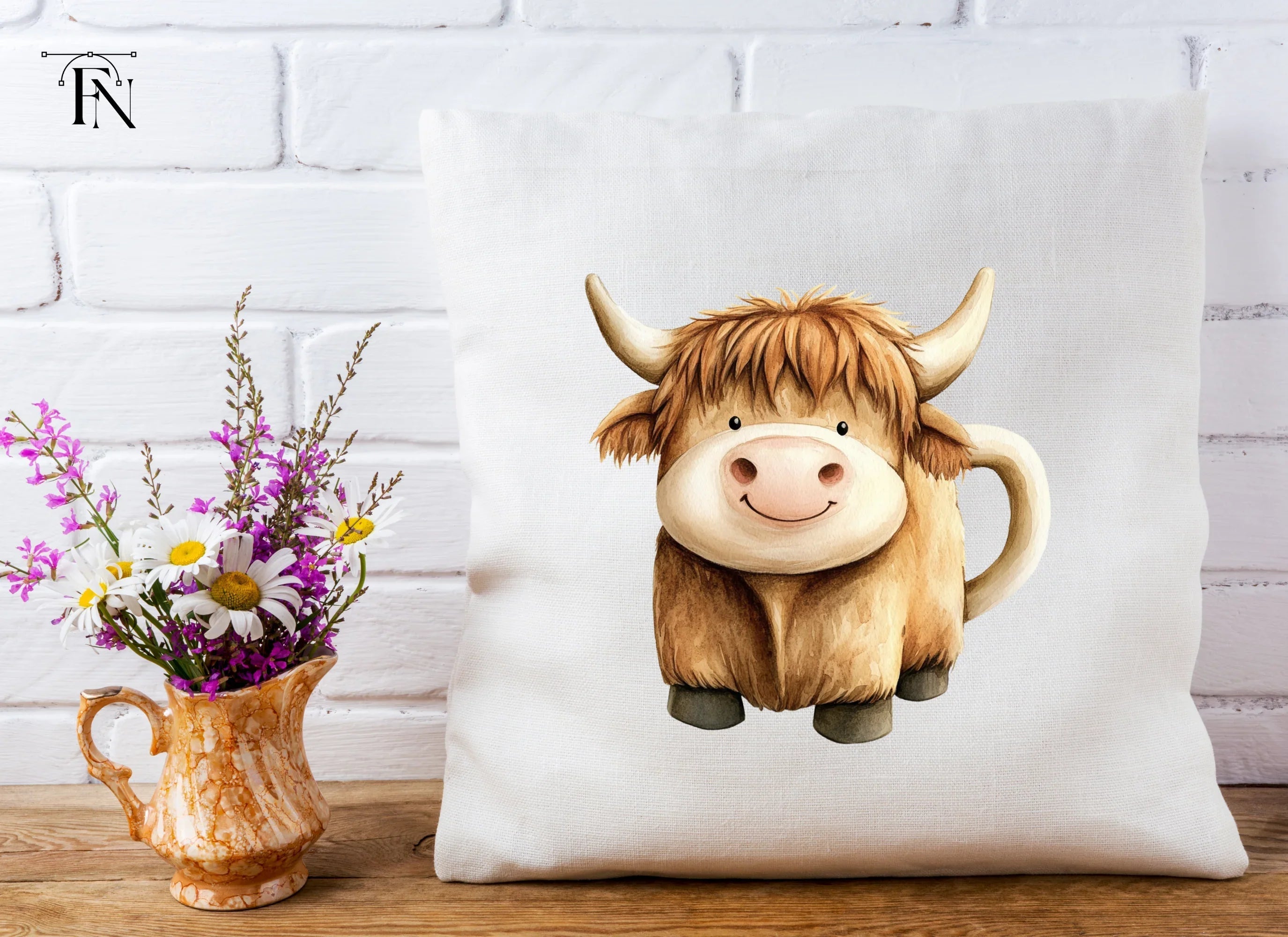 Cute Highland Cow Clipart Bundle