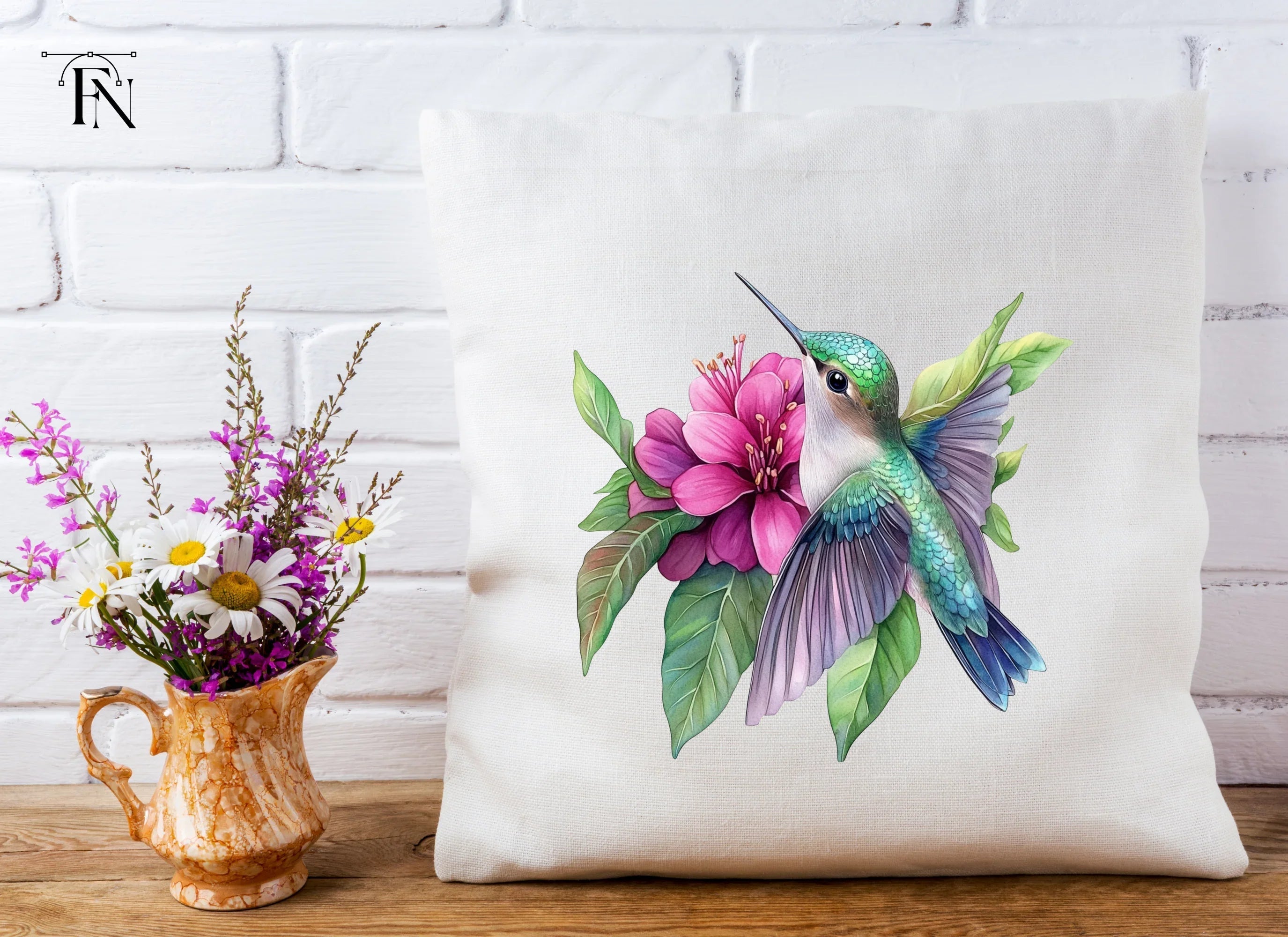 Hummingbird and Dahlia Clipart Bundle