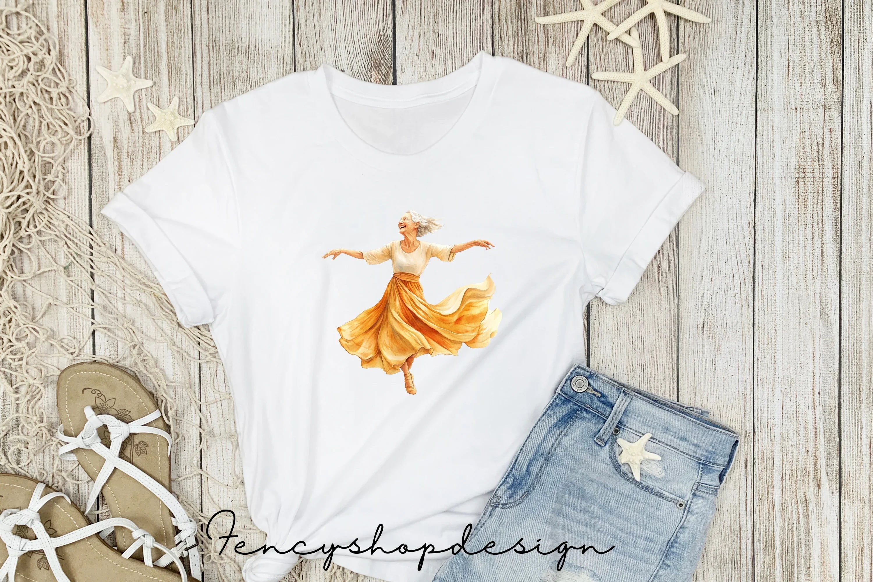 Graceful Senior Women Dancing Clipart Bundle