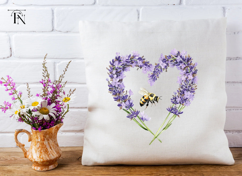 Lavender Heart with Bee Clipart Bundle