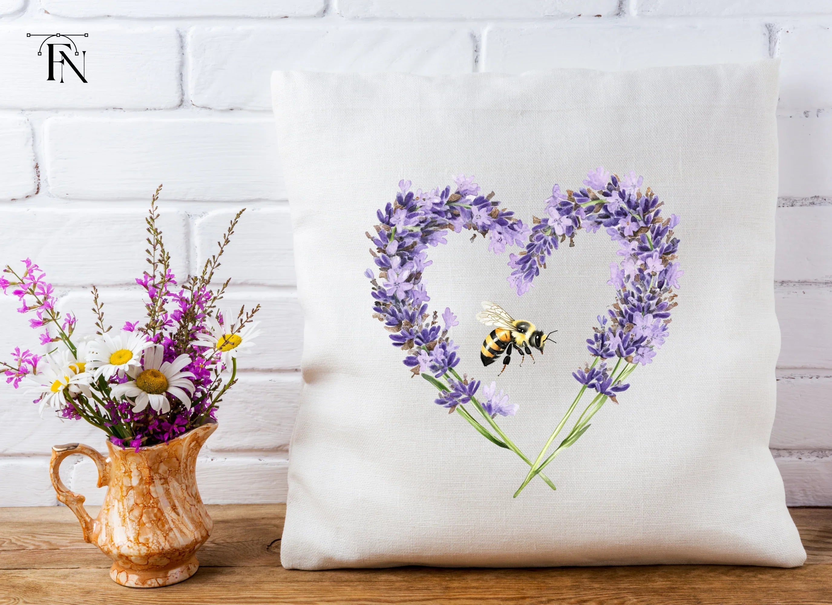 Lavender Heart with Bee Clipart Bundle