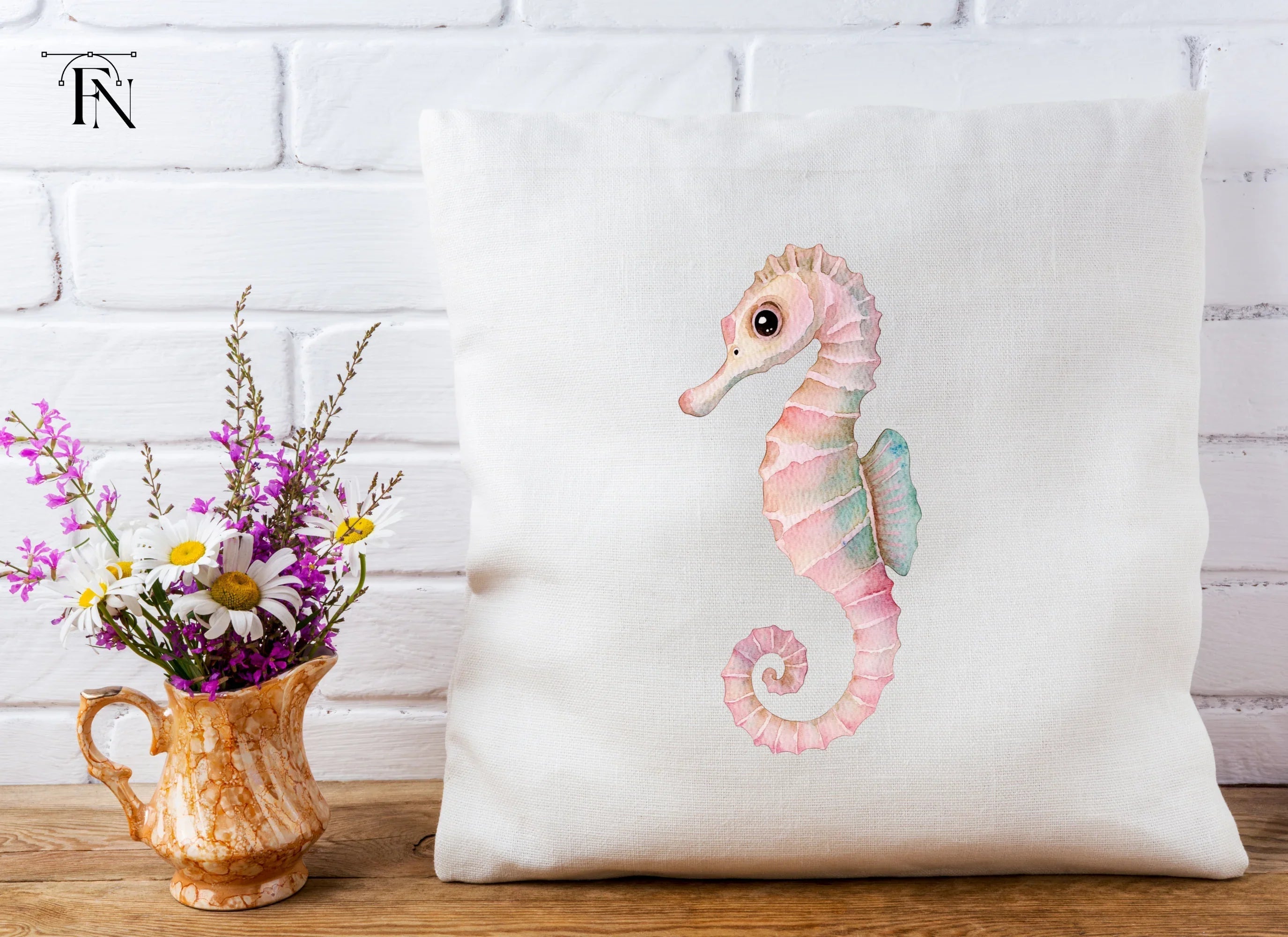 Cute Pink Seahorse Clipart Bundle