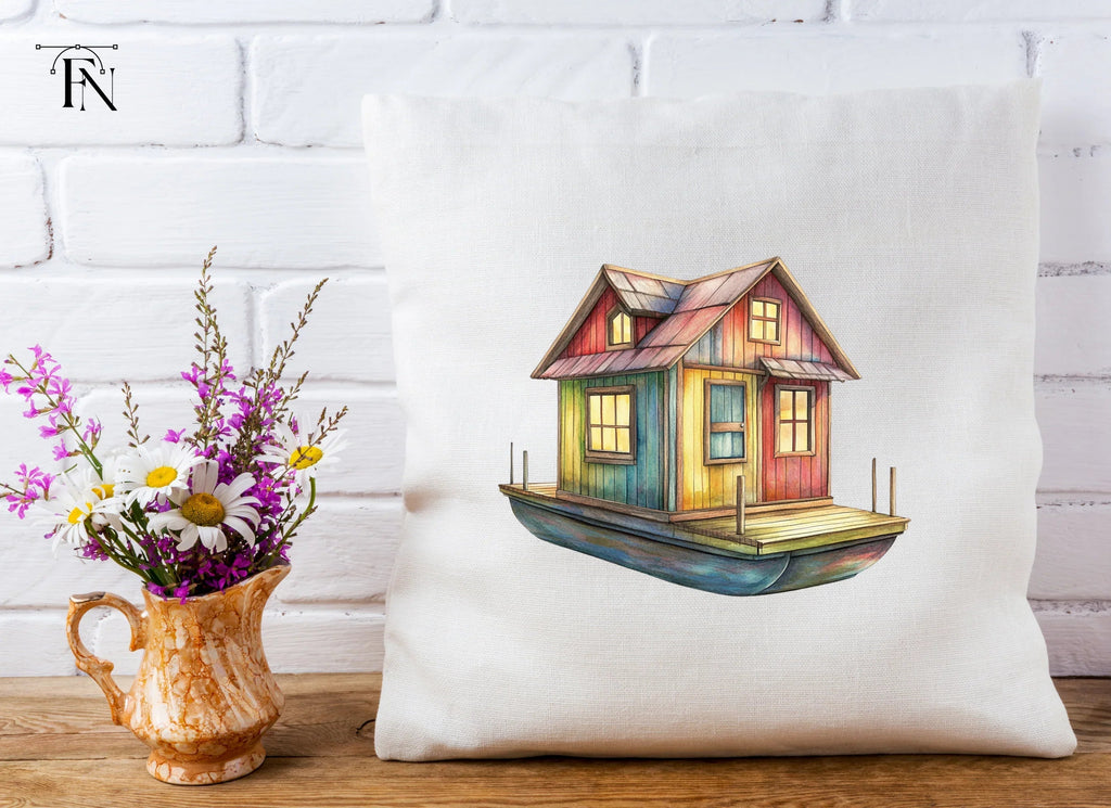 Colorful Floating House Clipart Bundle