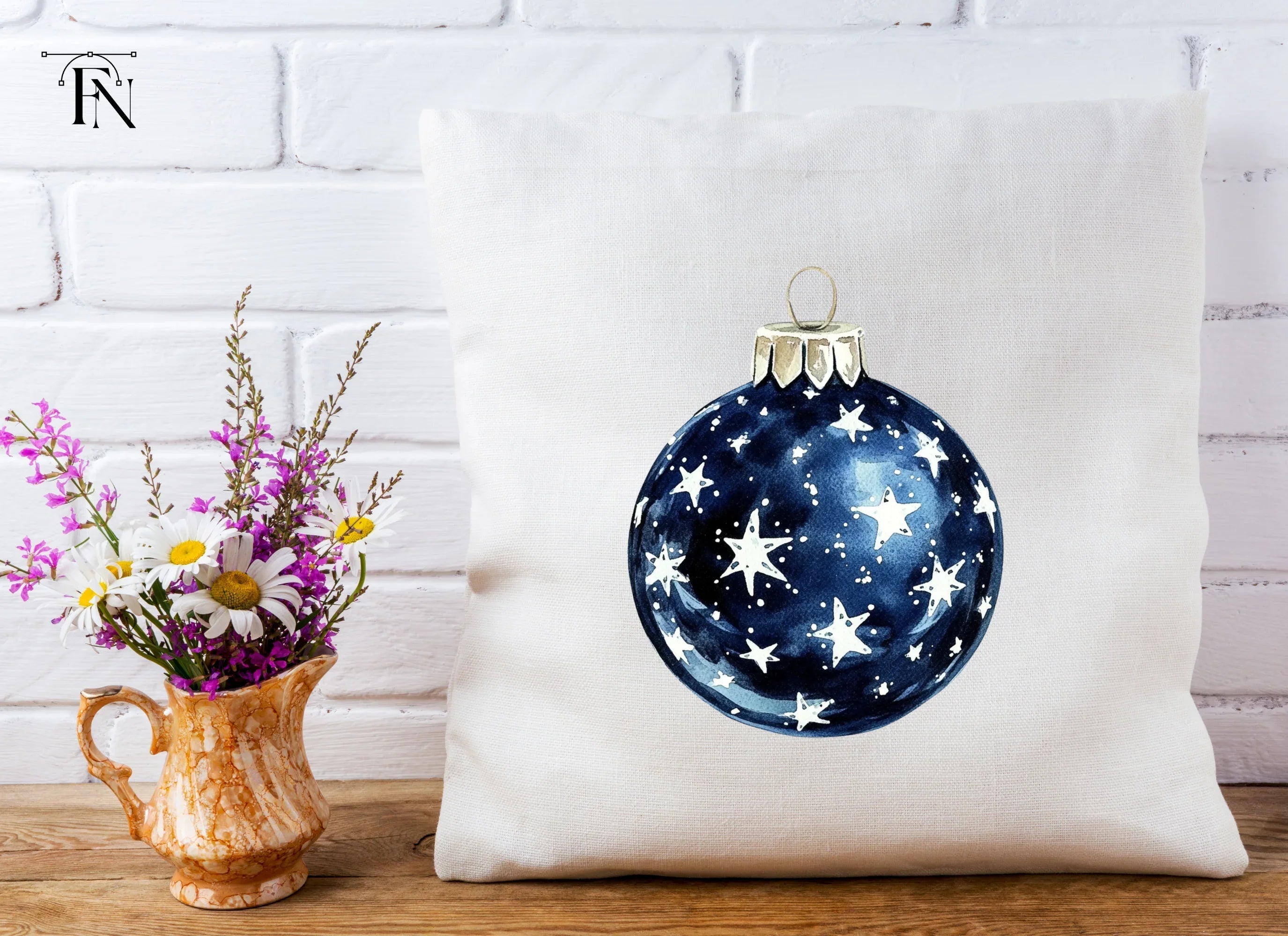 Blue Christmas Ornaments Clipart Bundle
