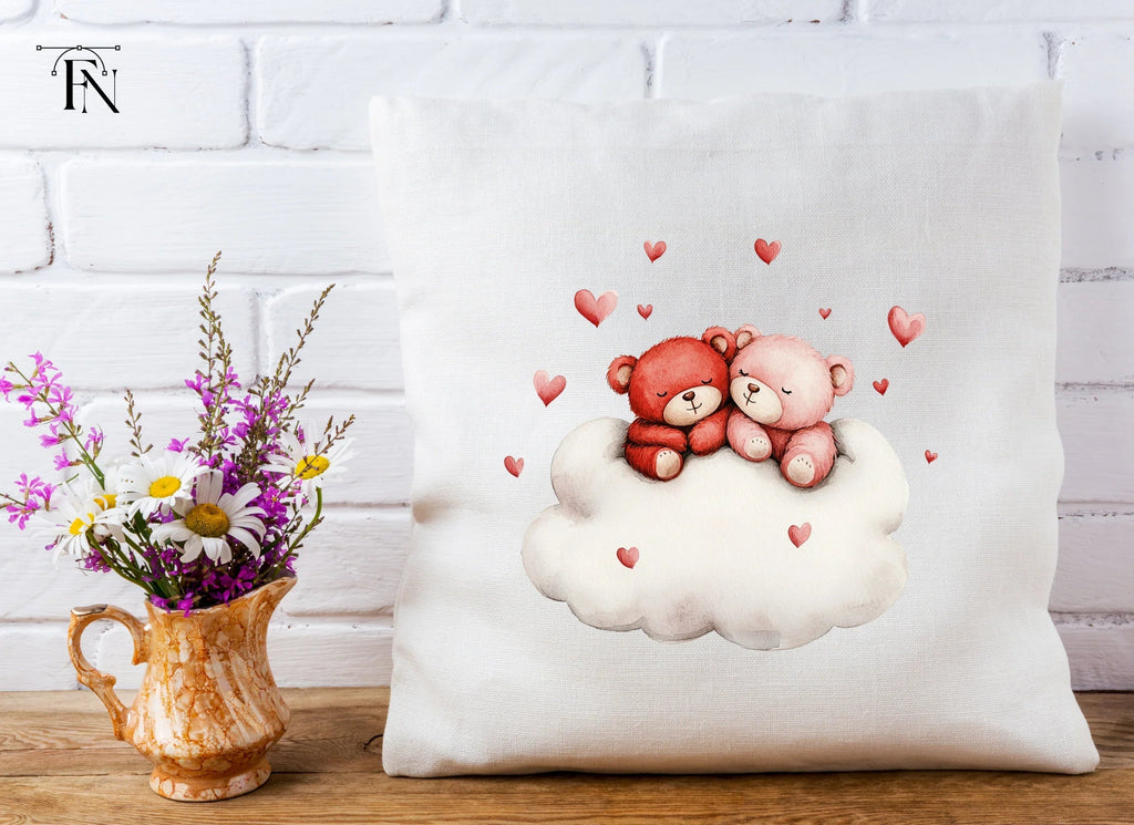 Valentine Teddy Bears on Clouds Clipart Bundle