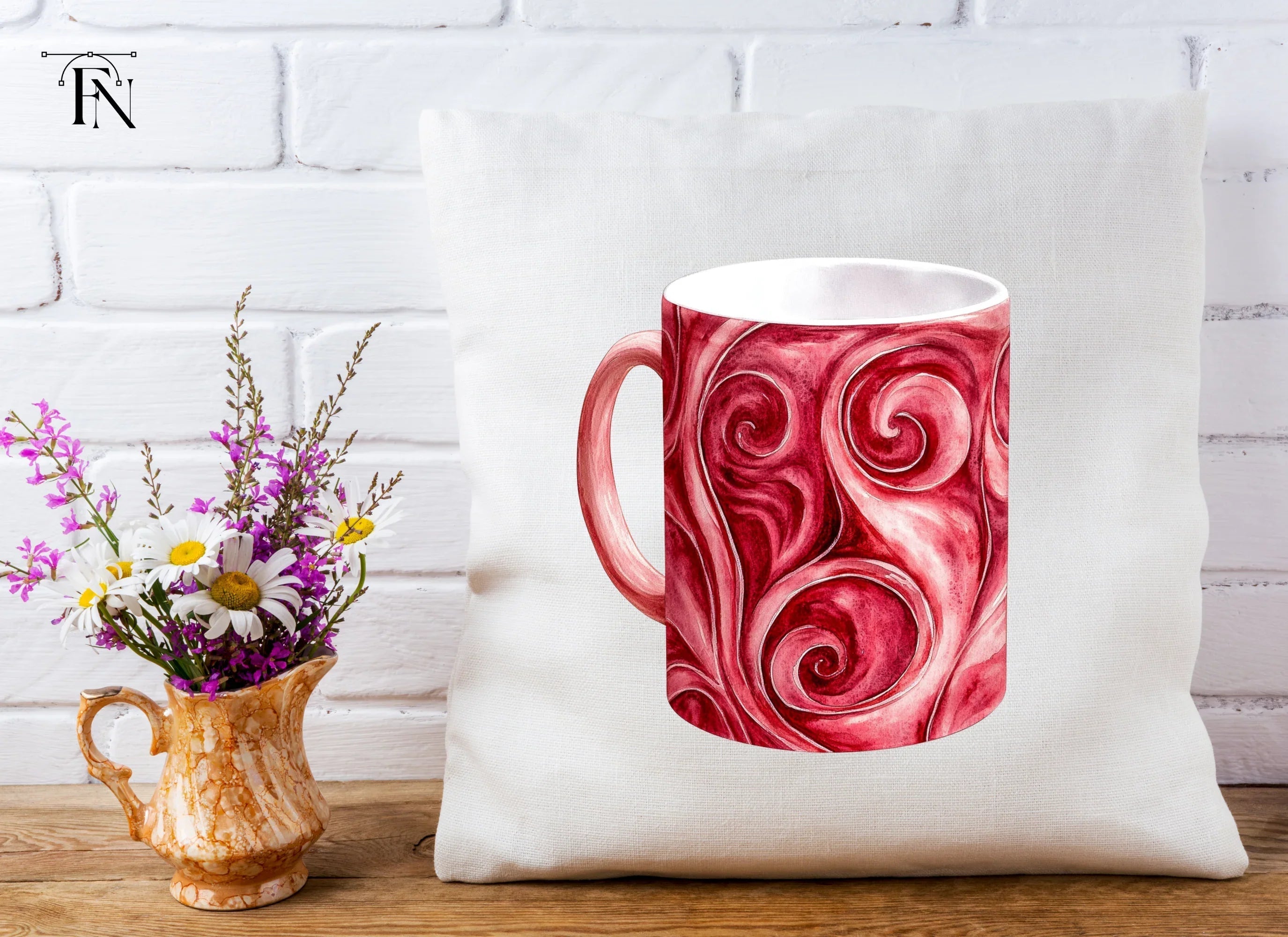 Swirling Red Abstract Clipart Bundle