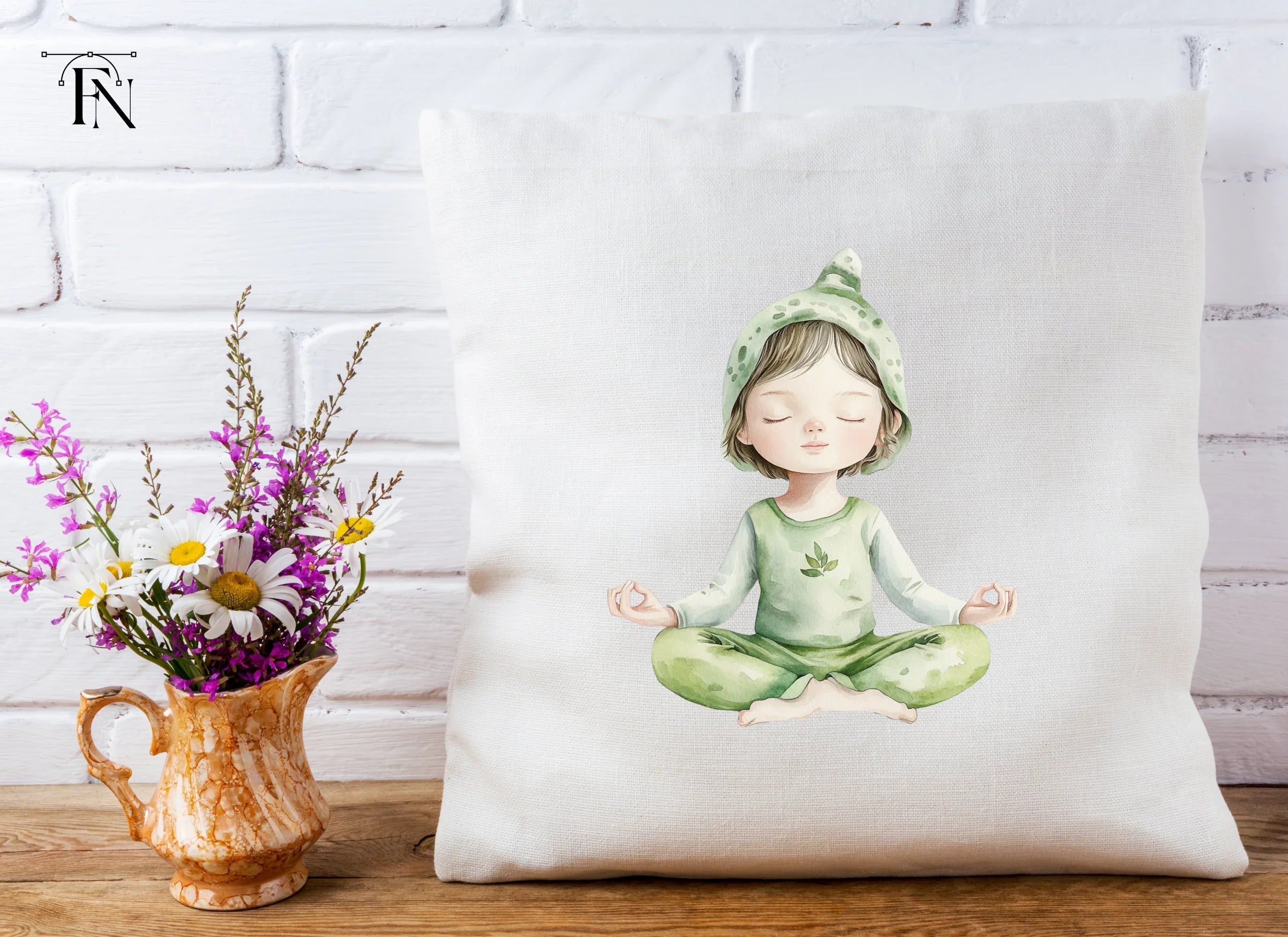 Cute Meditating Child Clipart Bundle