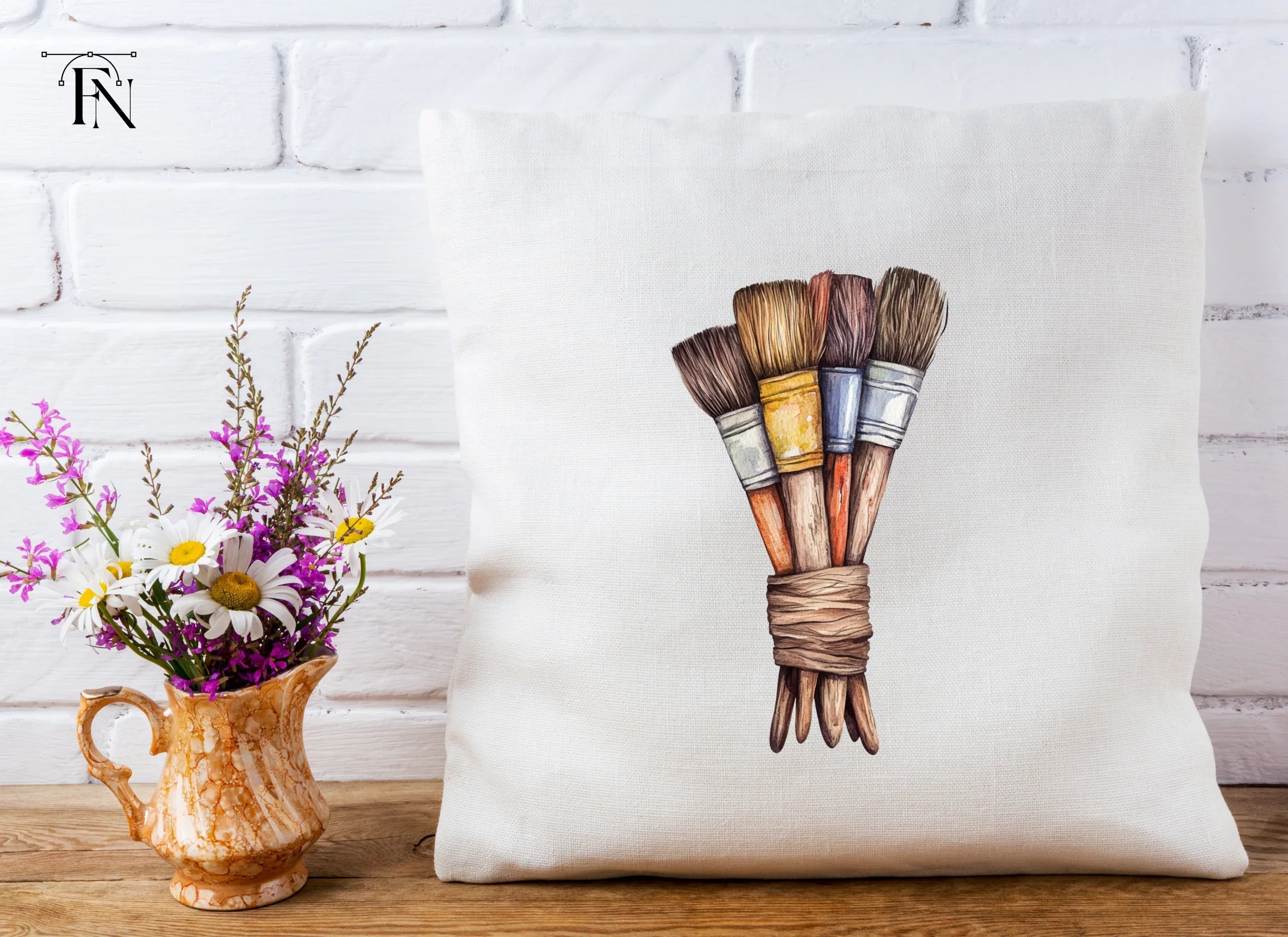 Tied Rustic Paint Brushes Clipart Bundle