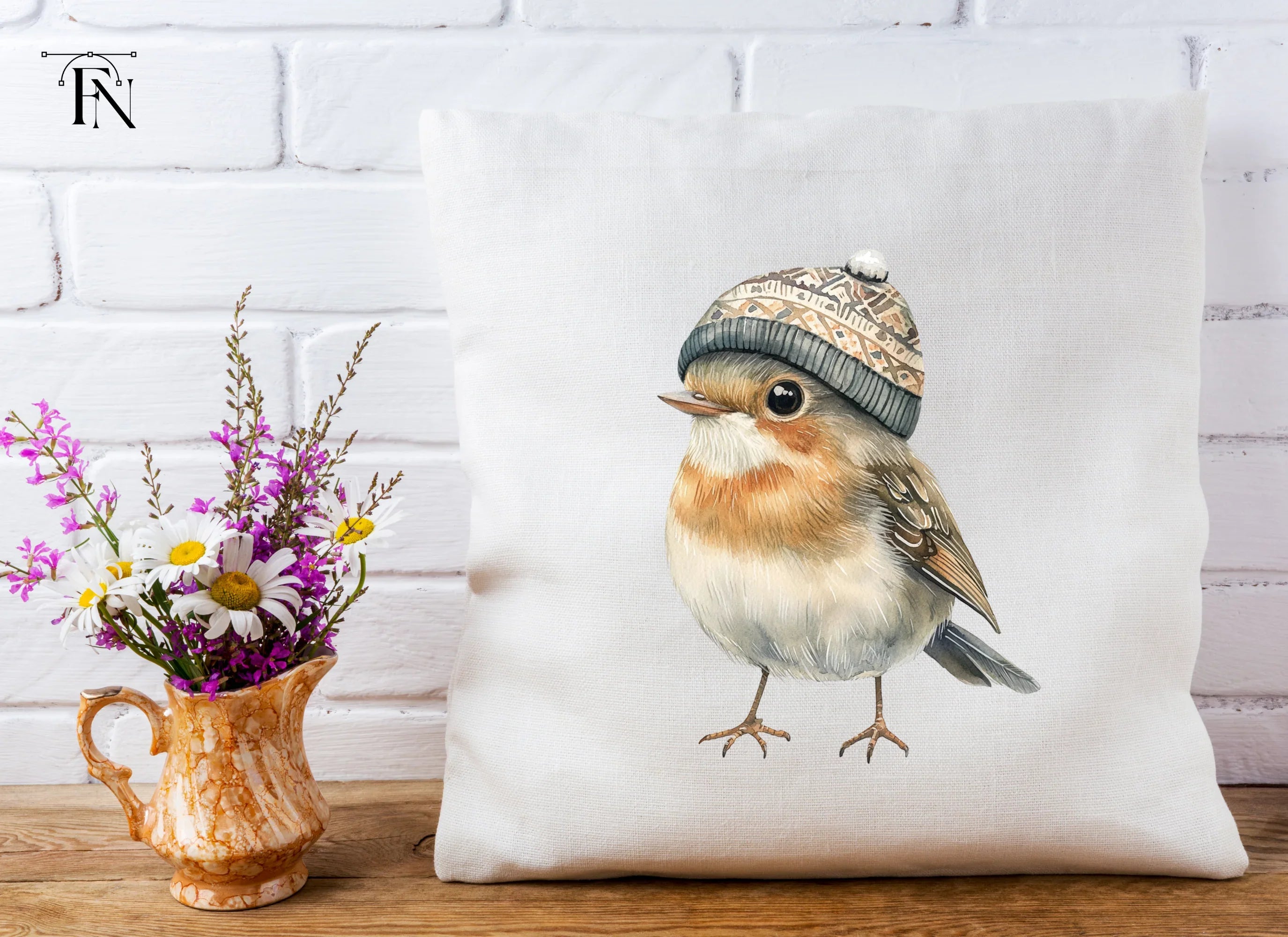 Cute Bird in Winter Hat Clipart Bundle