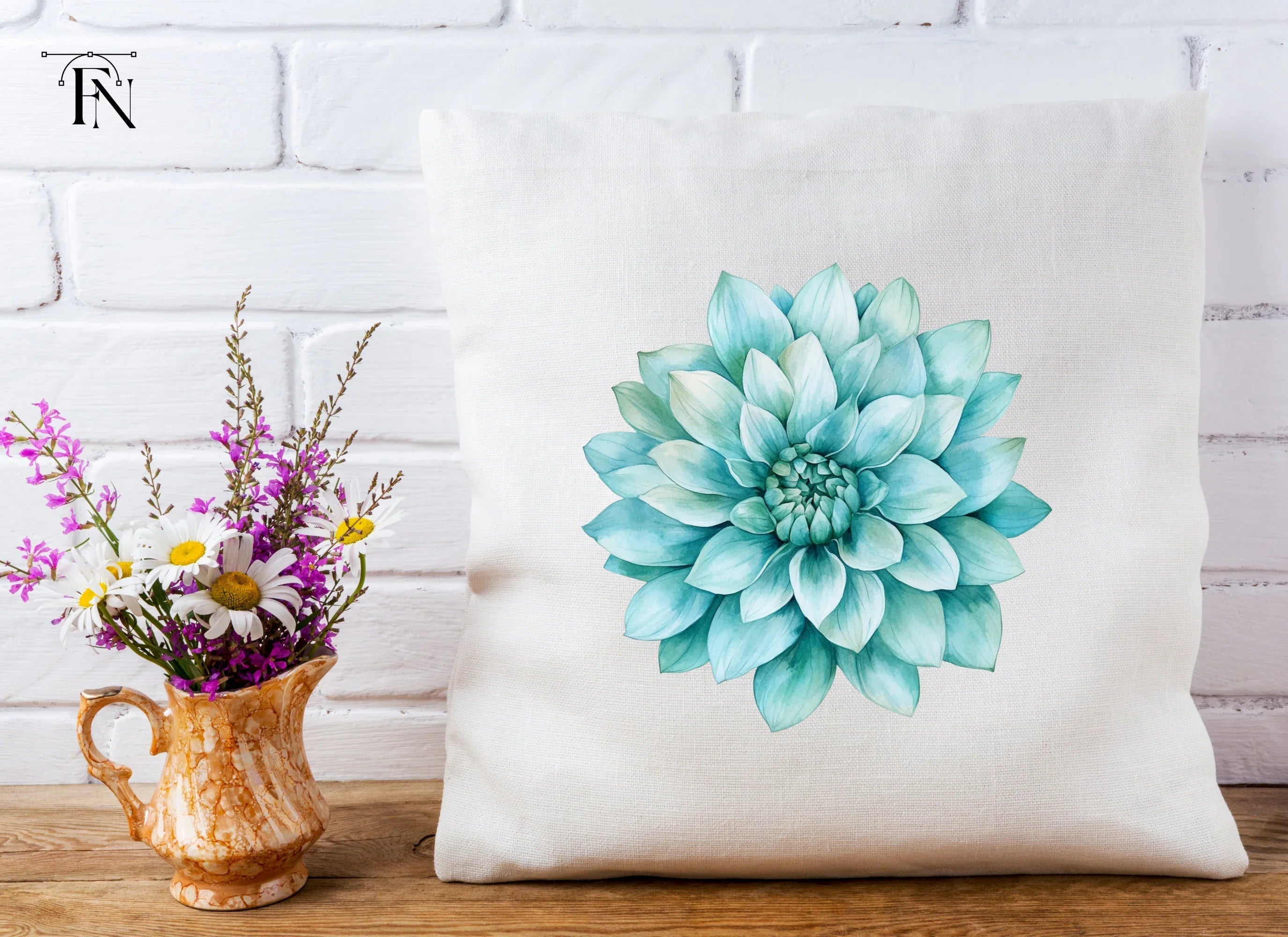 Blue Dahlia Flower Clipart Bundle