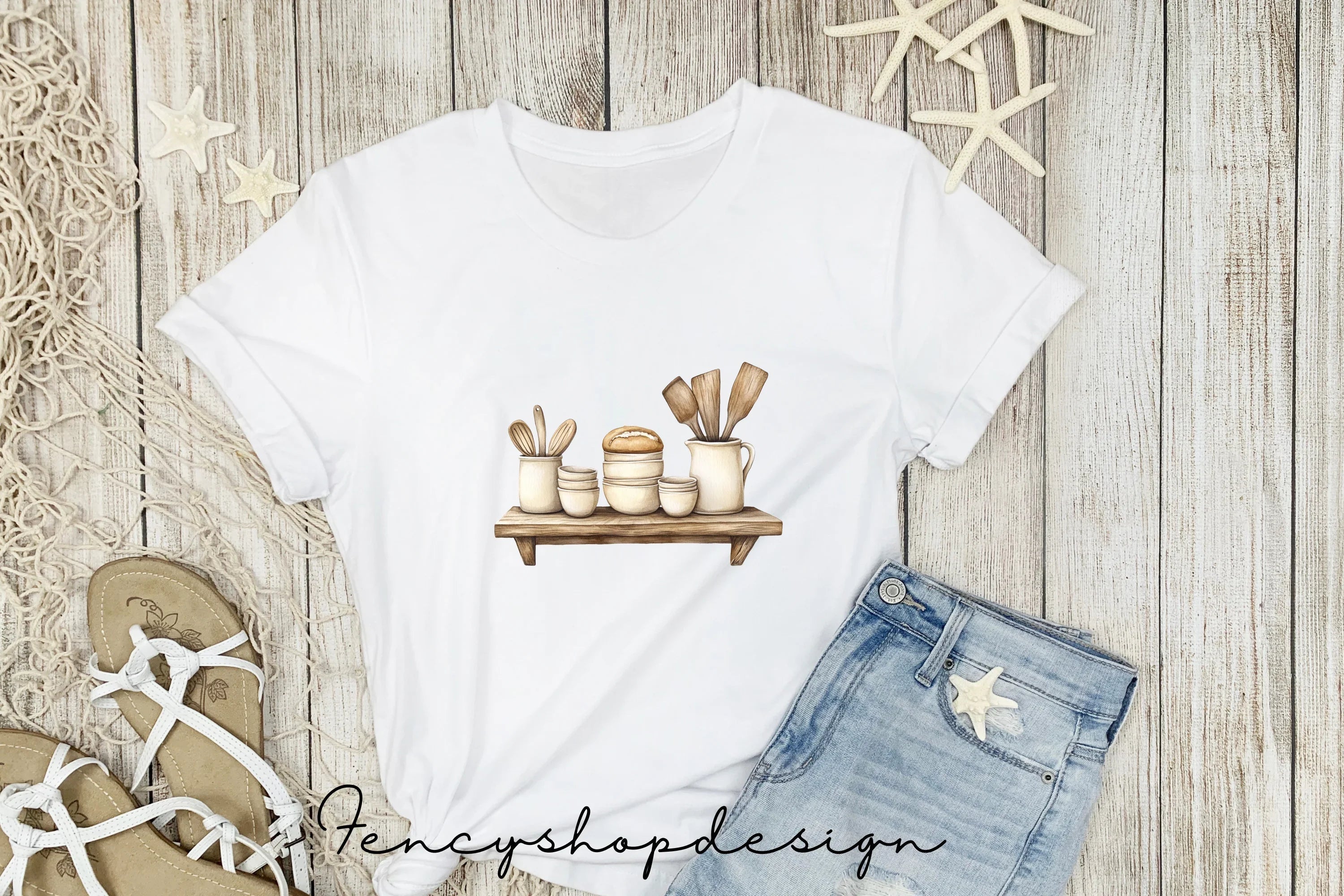 Rustic Kitchen Shelf Clipart Bundle