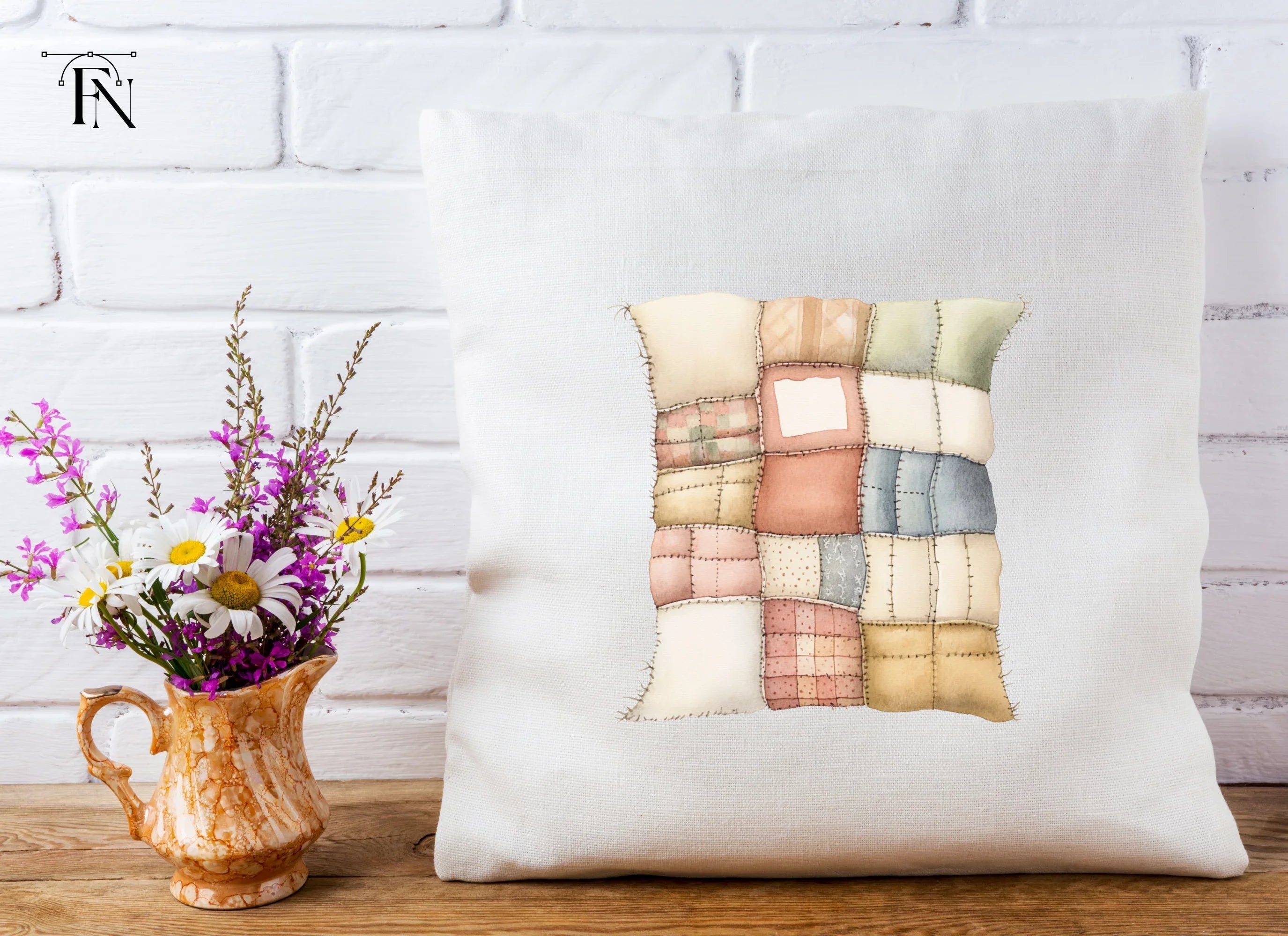 Patchwork Quilt Pillow Clipart Bundle