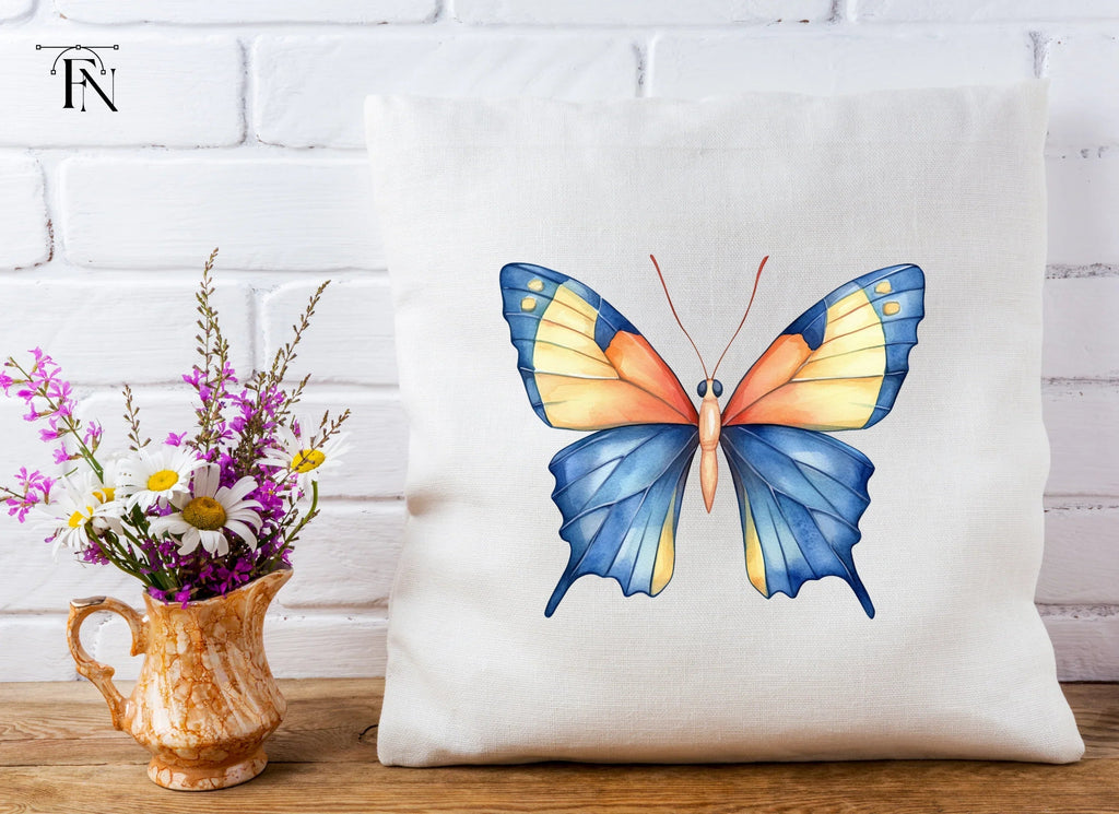 Blue and Orange Butterfly Clipart Bundle