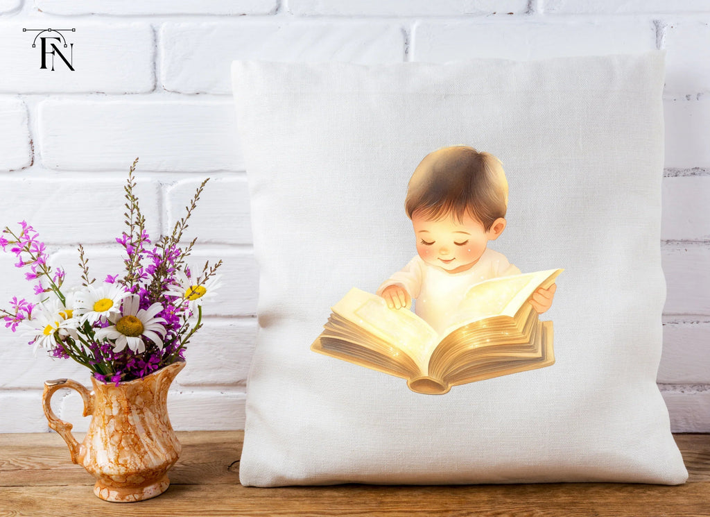 Sweet Baby Boy Reading Enchanted Book Clipart Bundle