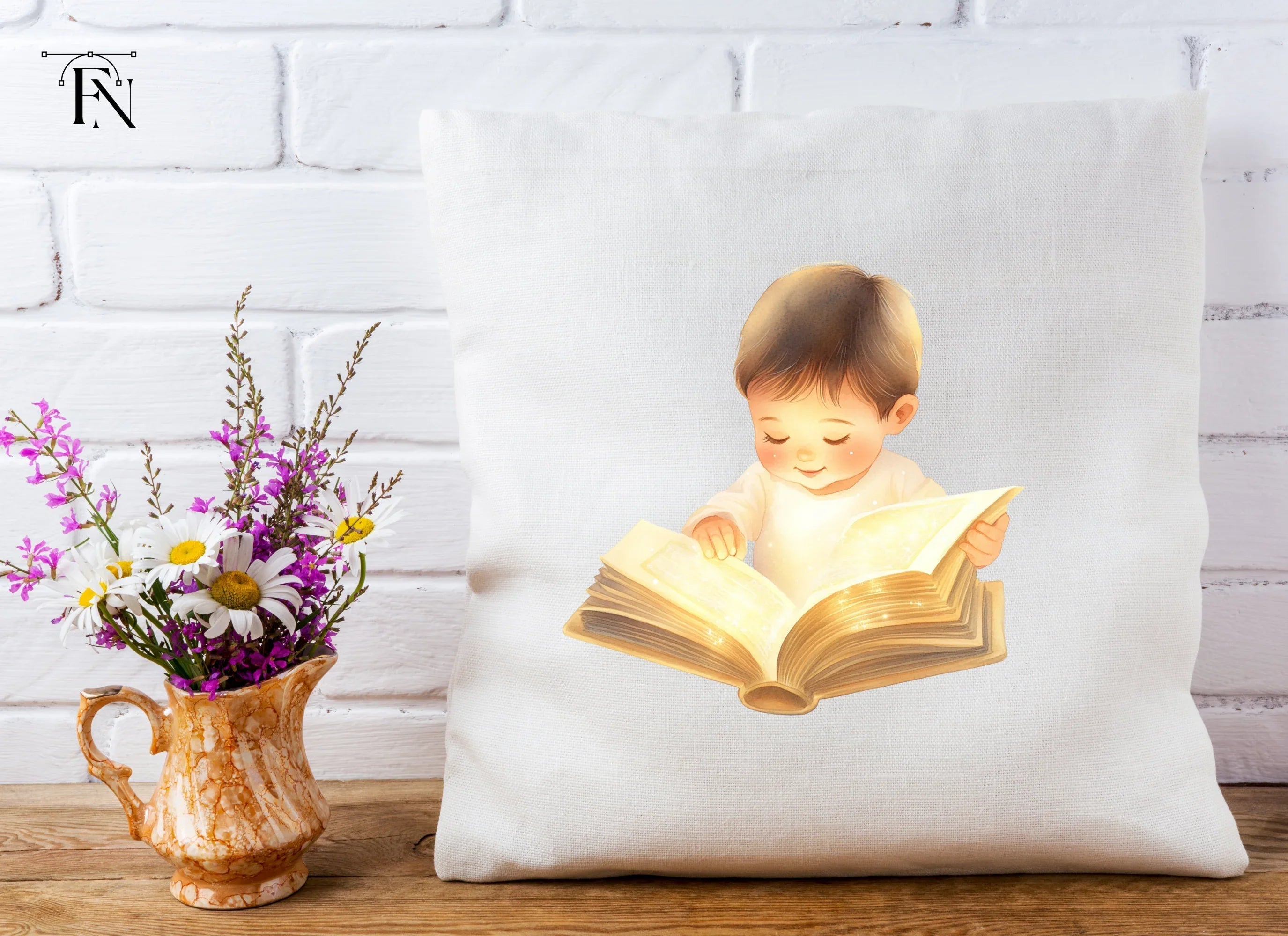 Sweet Baby Boy Reading Enchanted Book Clipart Bundle