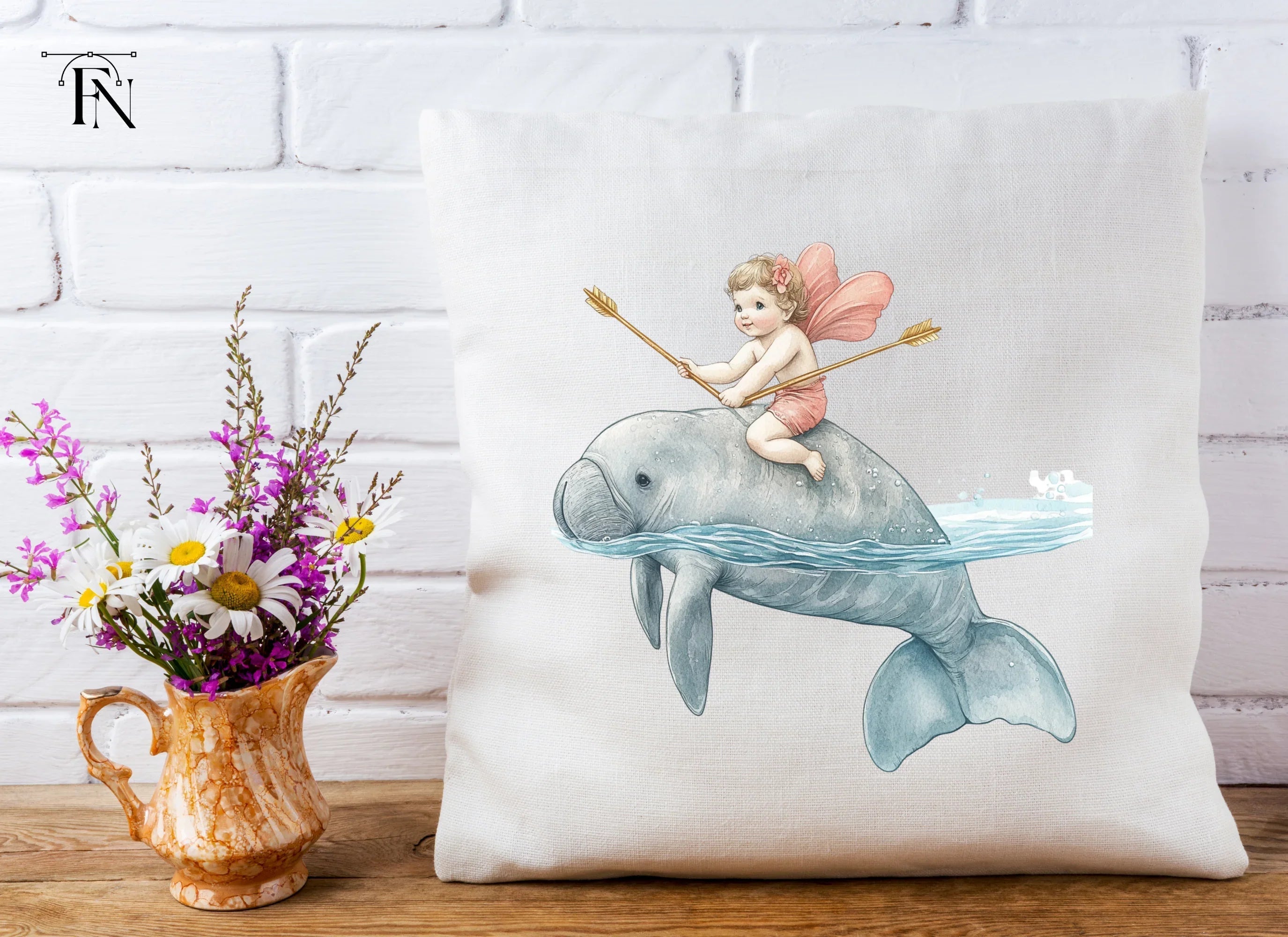 Cupid Riding Manatee Clipart Bundle