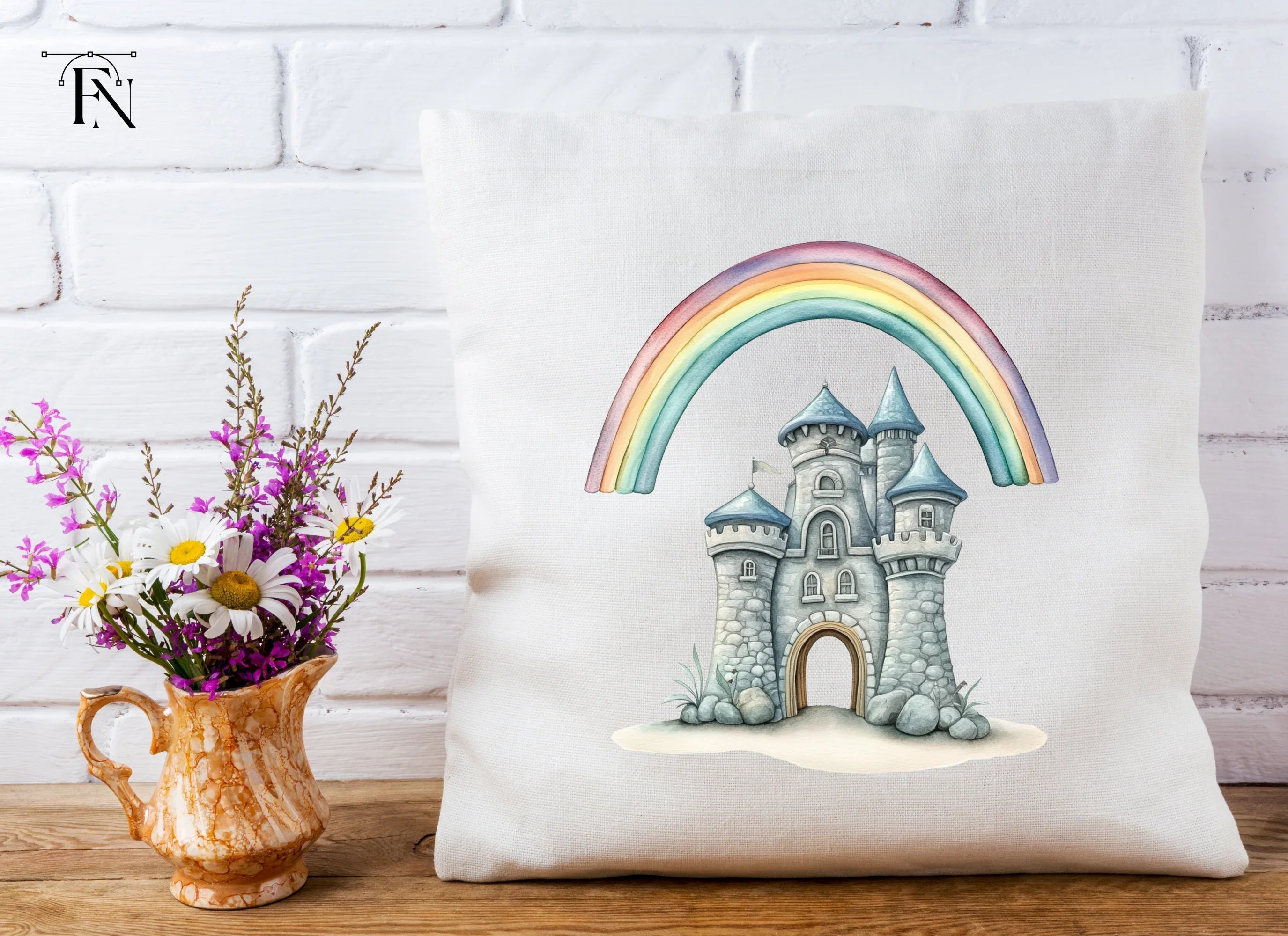 Magical Rainbow Castle Clipart Bundle