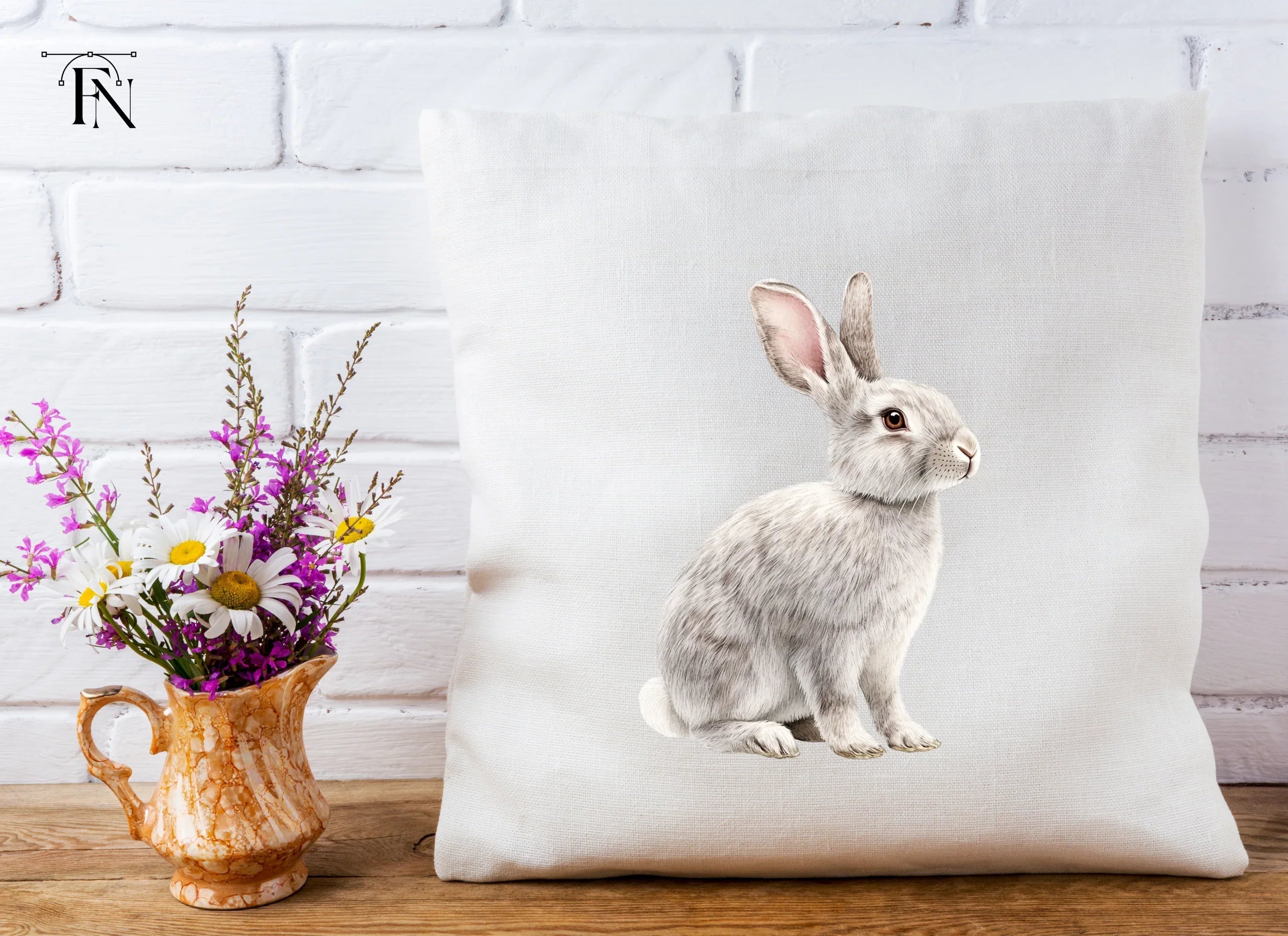 Adorable Grey Rabbit Clipart Bundle