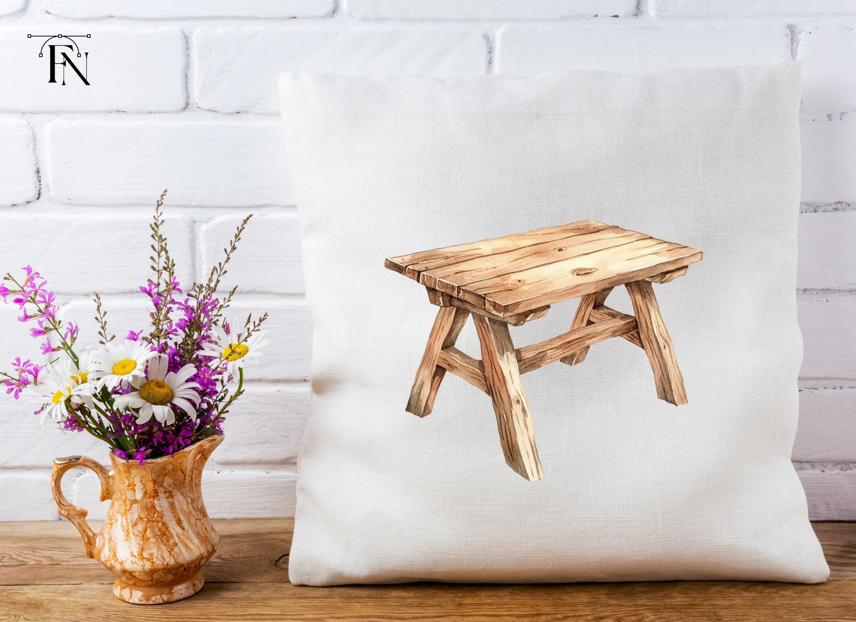Rustic Wooden Stools Clipart Bundle