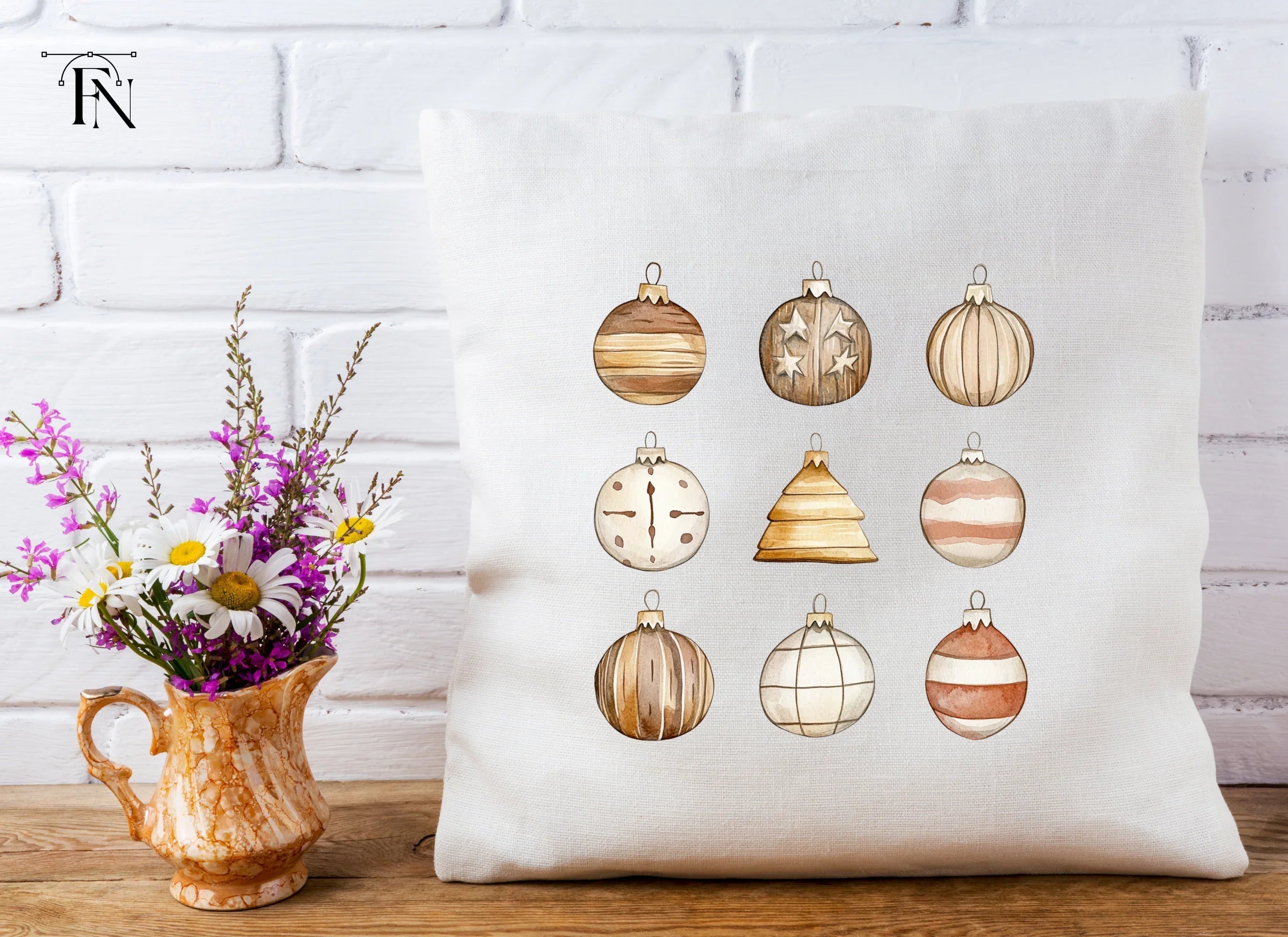 Rustic Christmas Ornaments Clipart Bundle