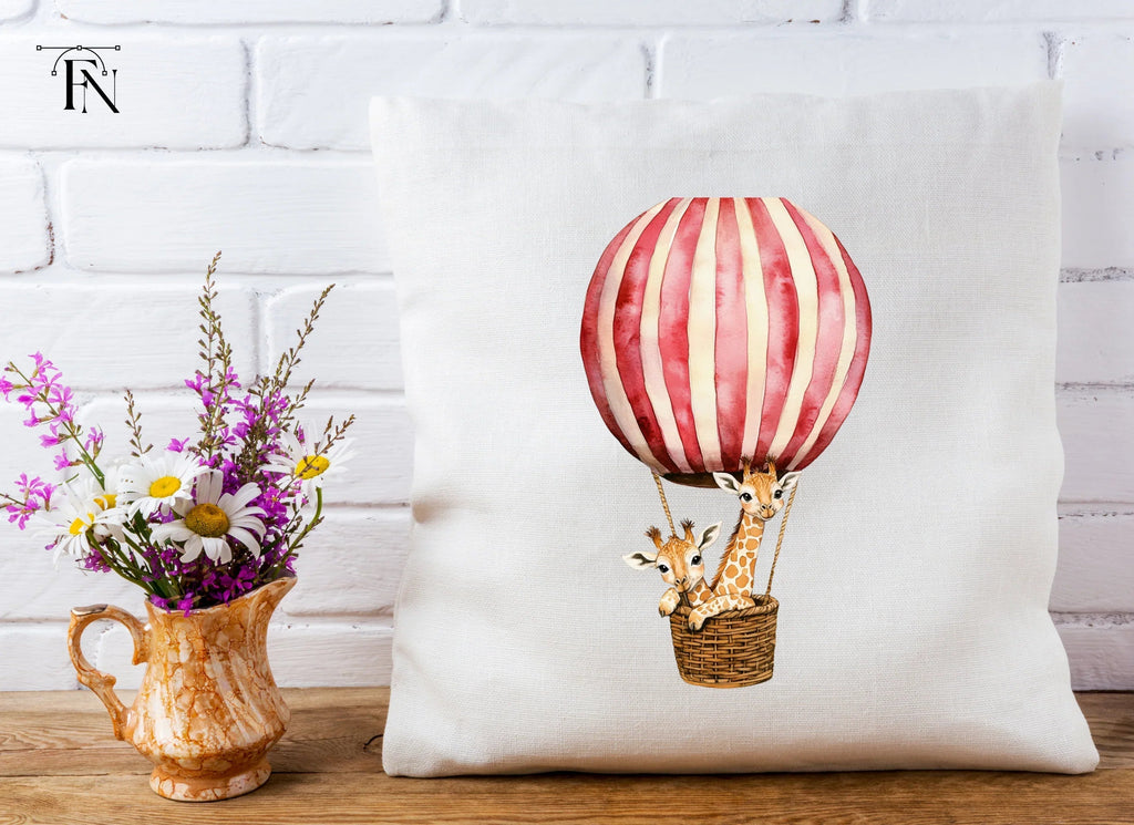 Giraffes in Hot Air Balloons Clipart Bundle