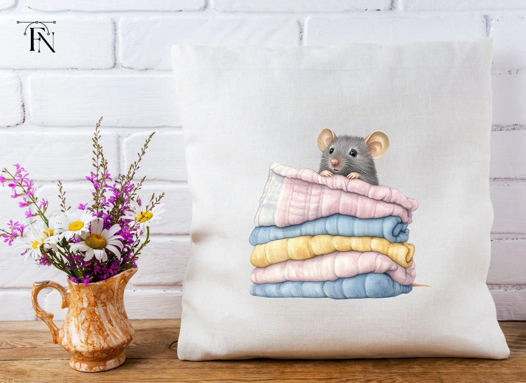 Baby Mice on Cozy Blanket Stacks Clipart Bundle