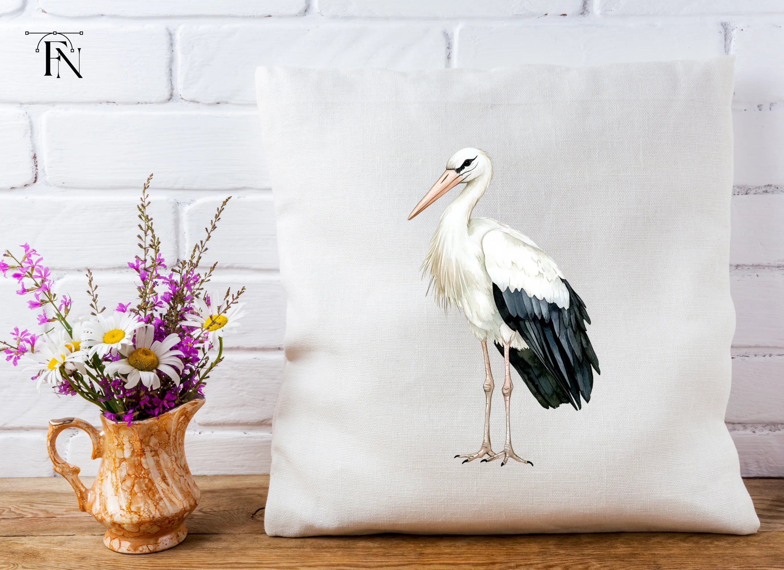 Elegant White Stork Clipart Bundle