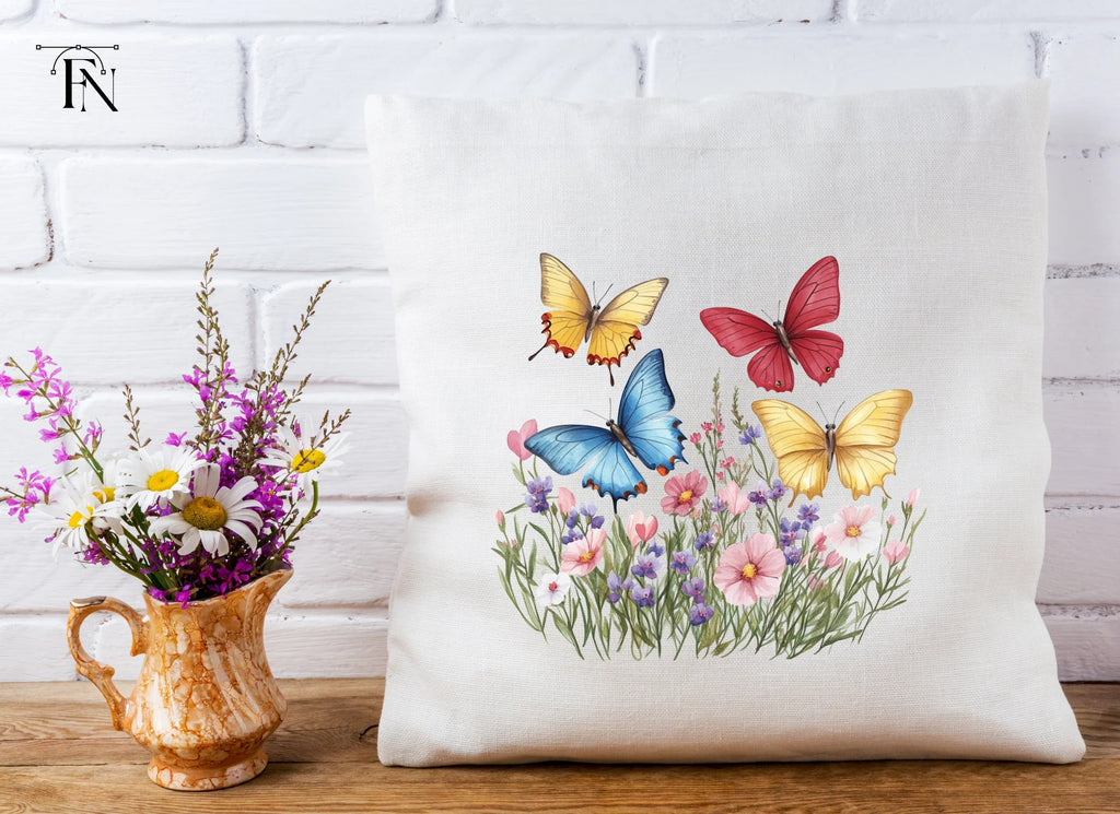 Colorful Butterflies and Flowers Clipart Bundle