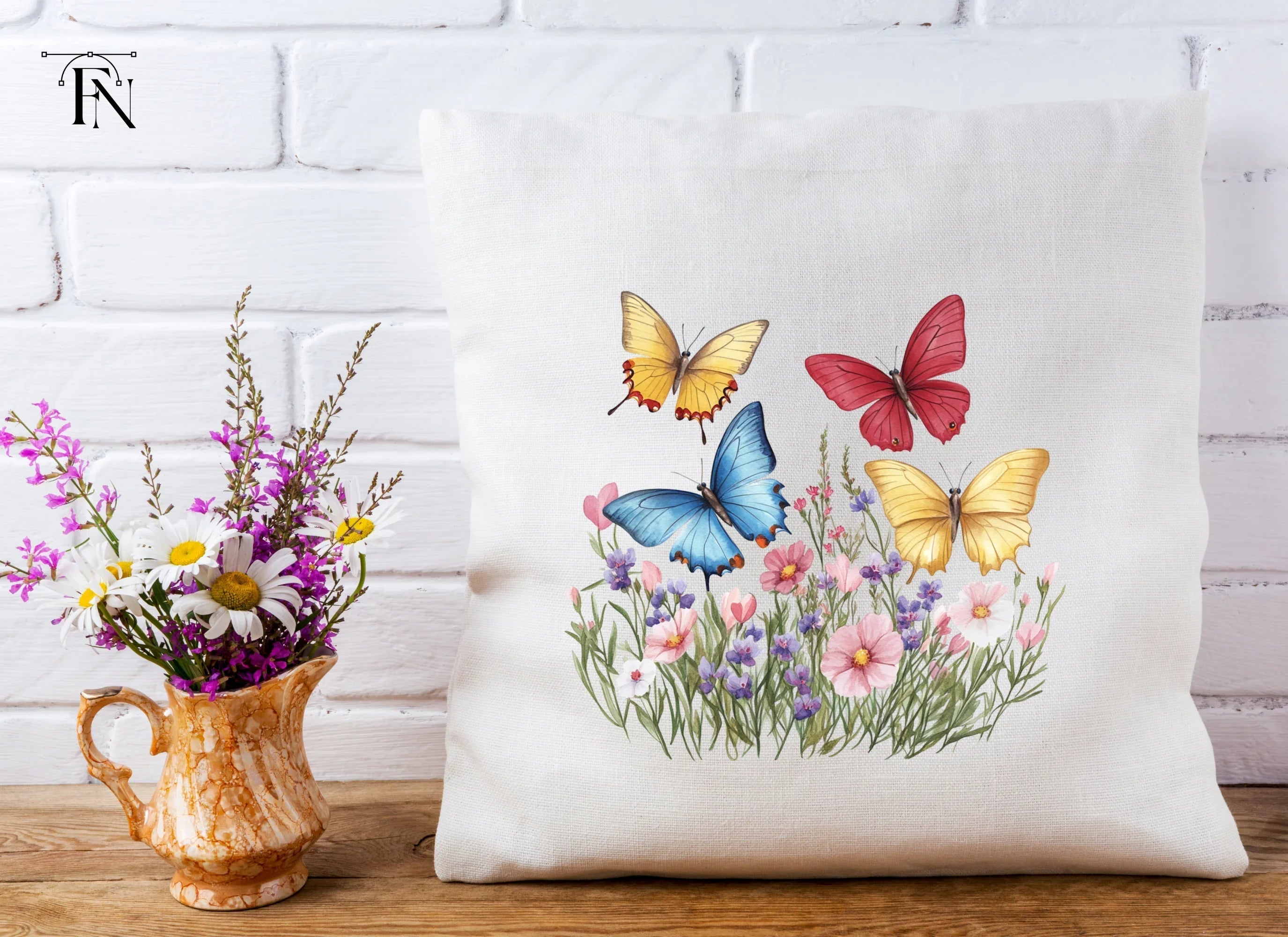 Colorful Butterflies and Flowers Clipart Bundle