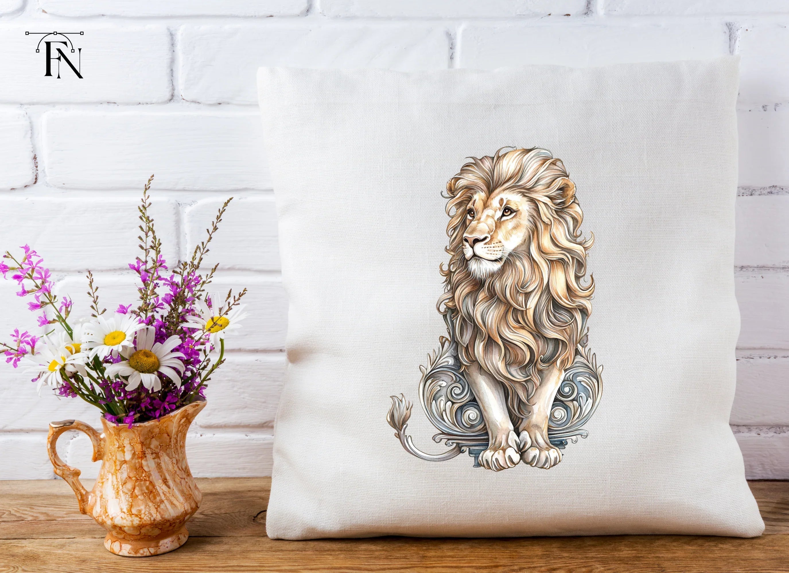 Majestic Lion with Ornate Base Clipart Bundle