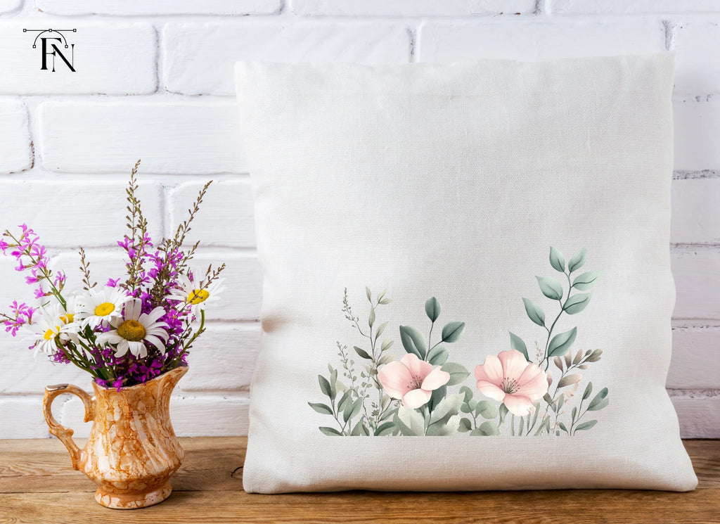 Soft Pink Floral Greenery Clipart Bundle
